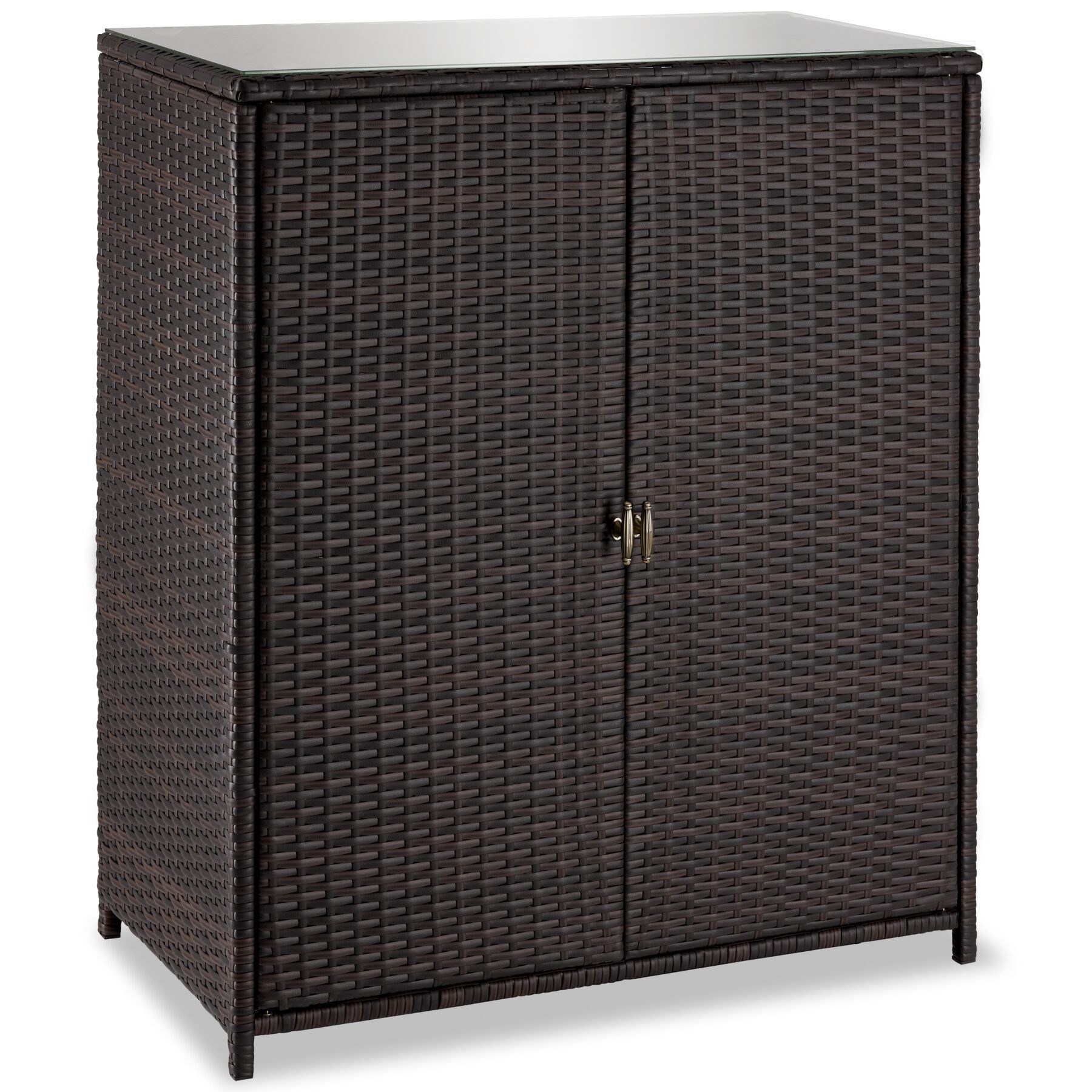 tectake Geräteschrank Aluminium Gartenschrank, 75 kg Belastbarkeit, 84,5 x 40,5 x 103,5 cm (Rattanschrank, 1-St., 1 St) wetterfest und UV-beständig, Magnetschloss, Einlegeböden herausnehmbar
