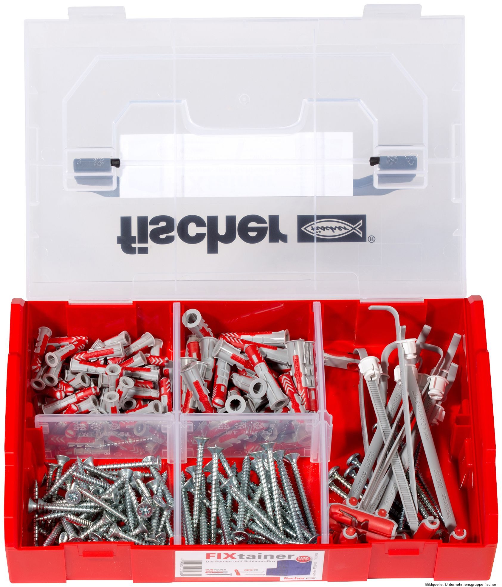 Fischer Dübel-Set FixTainer - DuoPower/DuoTec + Schraube, (90-tlg)