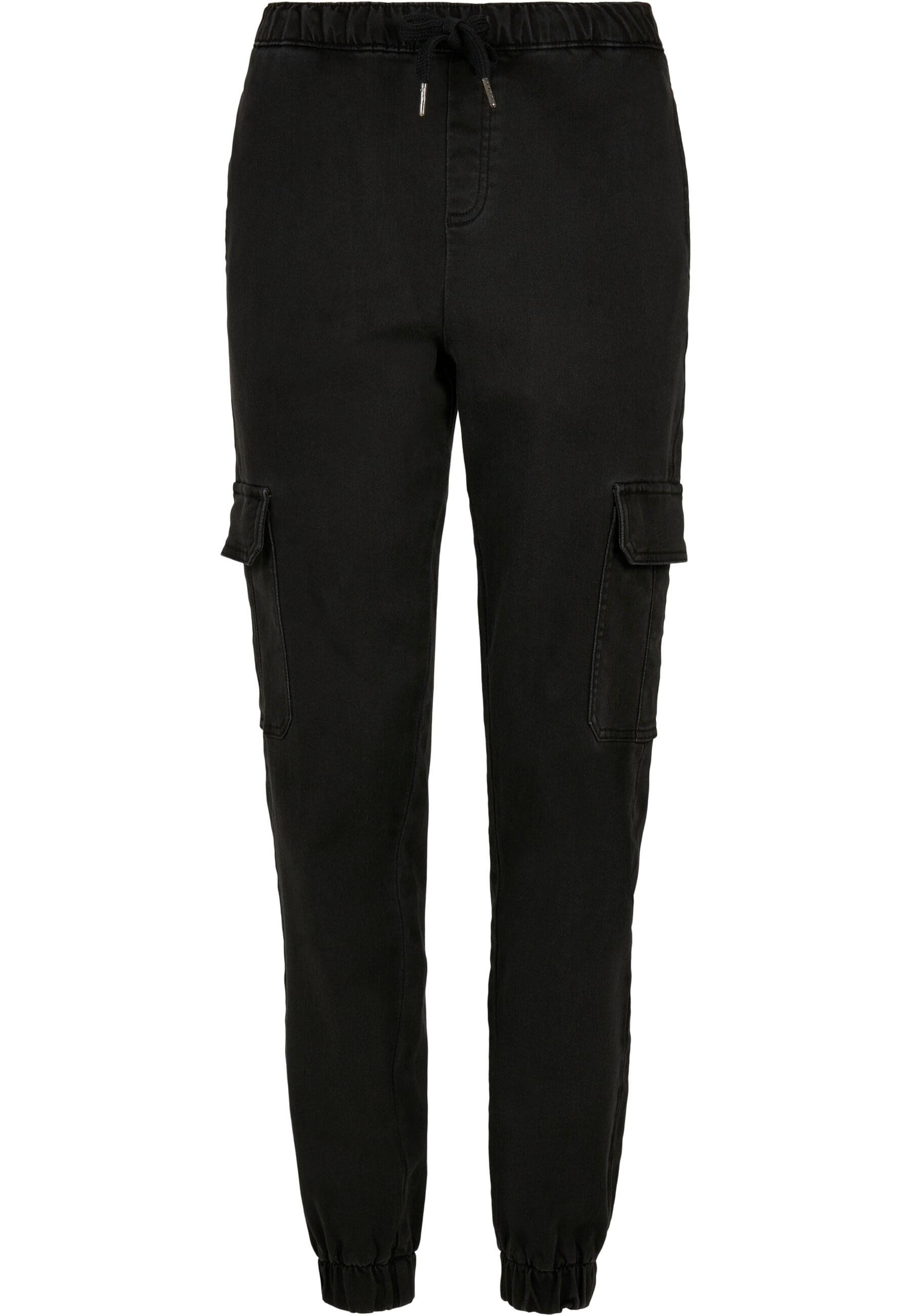 Stoffhose Urban Classics Damen Ladies Knitted Denim High Waist Cargo Pants