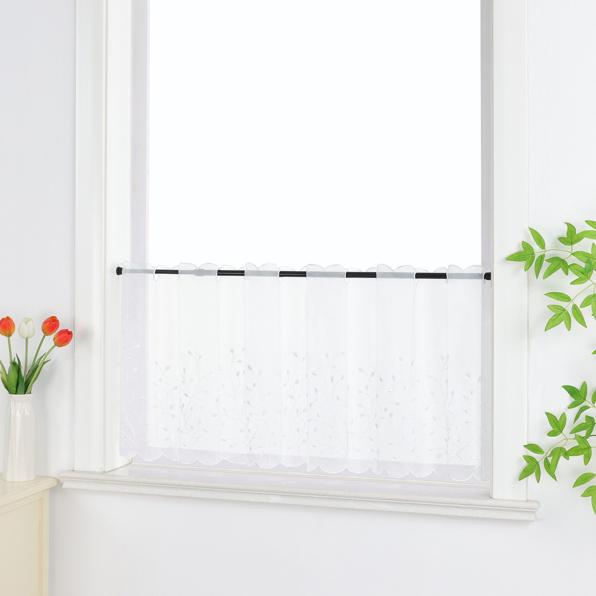 Joyswahl Scheibengardine (1 St), Stangendurchzug, transparent, Stickerei Ku günstig online kaufen
