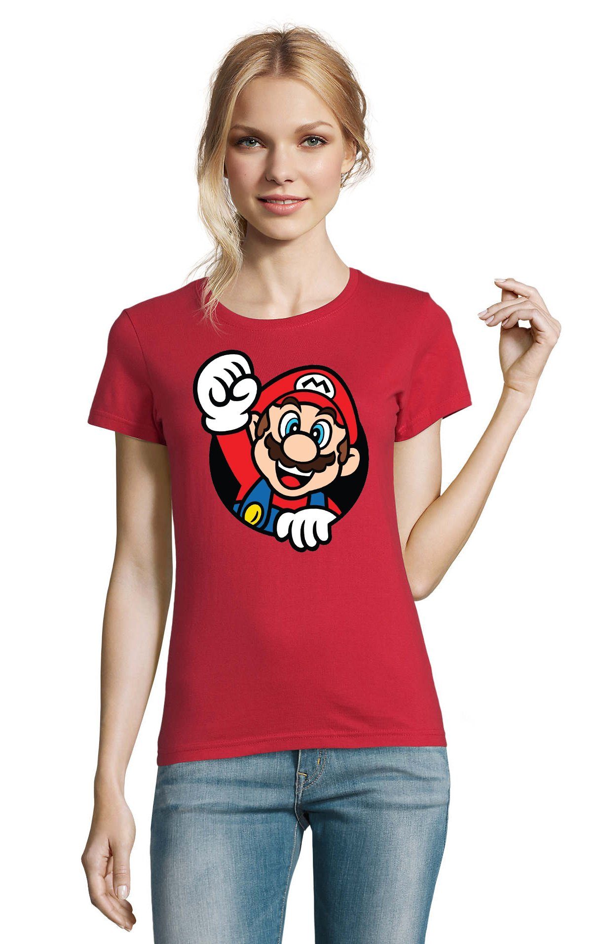 Blondie & Brownie T-Shirt Damen Super Mario Faust Nerd Konsole Gaming Spiel Nintendo Rot