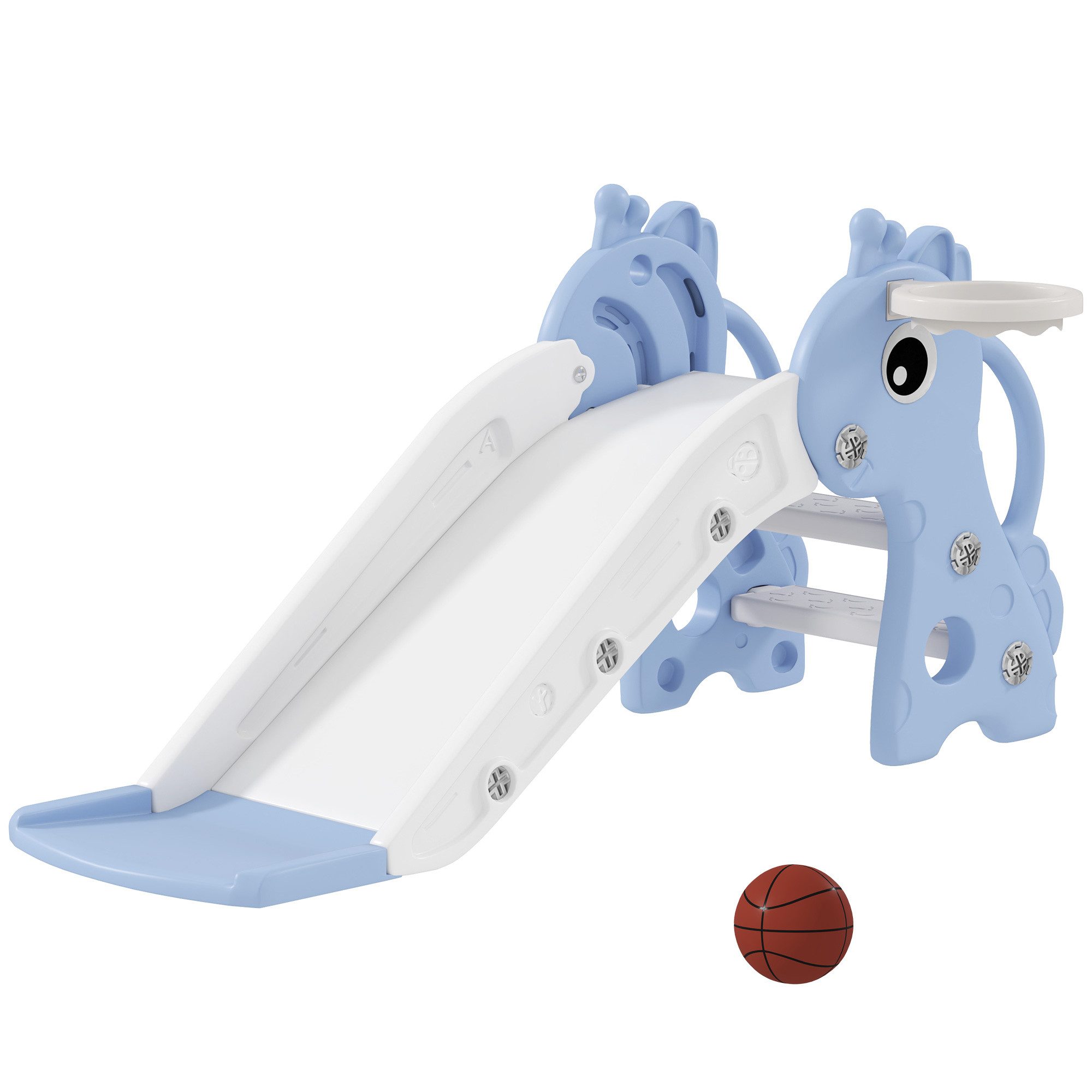 AIYAPLAY Rutsche Kinder 3-in-1 Kinderrutsche Gartenrutsche für 1-3 Jahre, (Rutsche mit Basketball für Kinder 1 bis 3 Jahre, 1-tlg., Indoor), 106 x 51,5 x 52 cm, Blau
