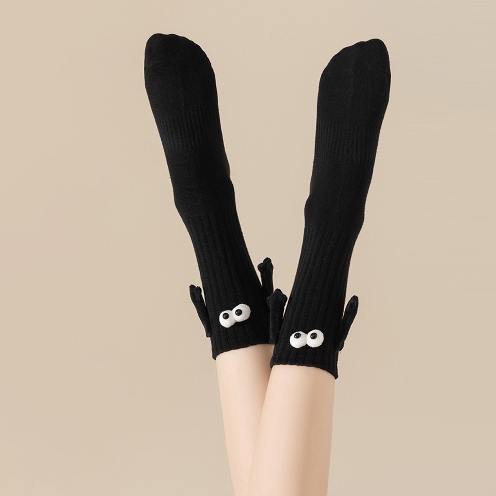 Die (1-Paar, Liebhaber Socken Süße Hände Paar) Rutaqian magnetische Socken Socken 1 Schwarz Halten Strümpfe