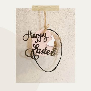 Stanzenshop.de Motivschablone Stanzschablone: Zwei Hasen und Schriftzug "Happy Easter