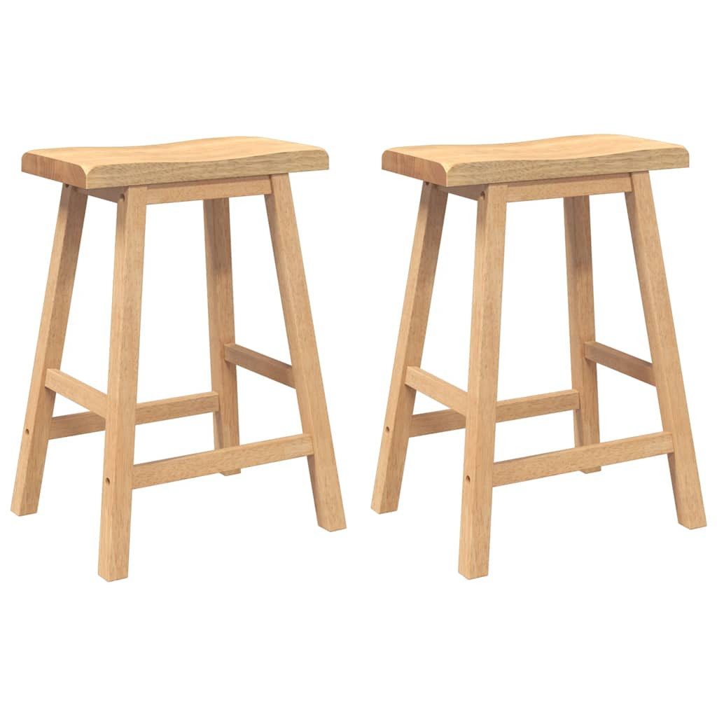 Barhocker Barhocker 2 Stk. Natur Massivholz Gummibaum
