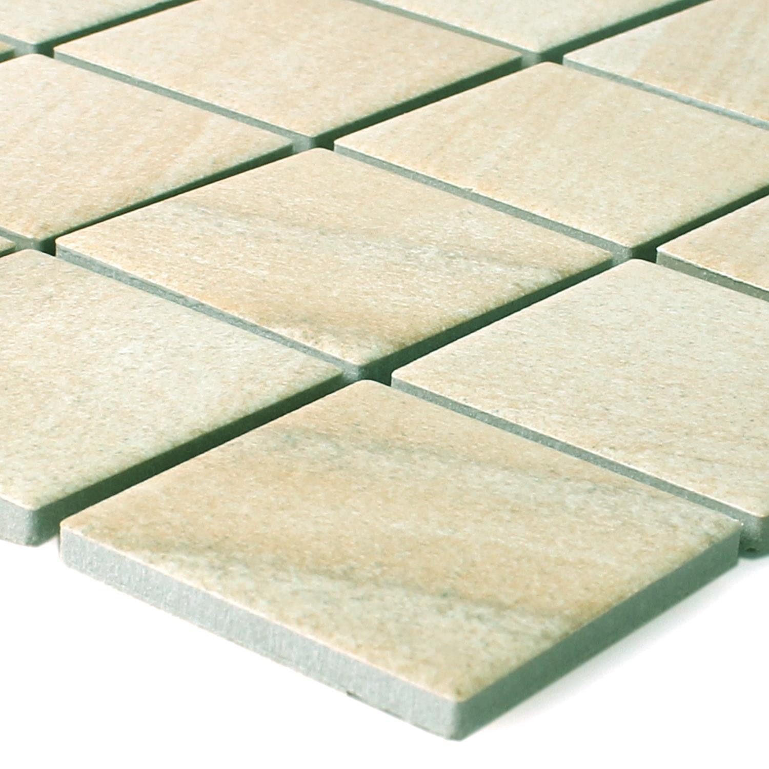 Mosafil Mosaikfliesen Mosaikfliesen Keramik Sahara Steinoptik, Keramik 30.000x30.000, beige, Verlegefertig auf ein Netz geklebt - Frostsicher - Wasserfest