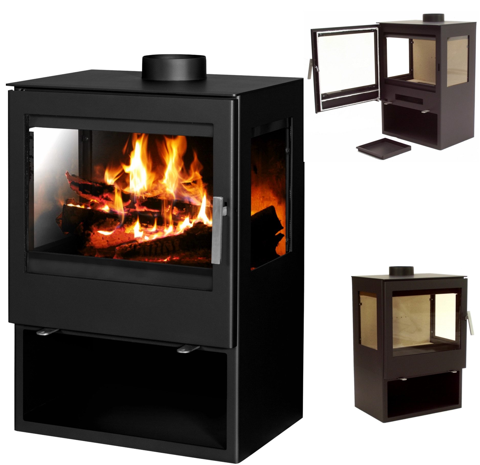 Apex Kaminofen Panorama Kaminofen 9.8kW Holzofen 3 Scheiben 56315, (1-tlg) günstig online kaufen