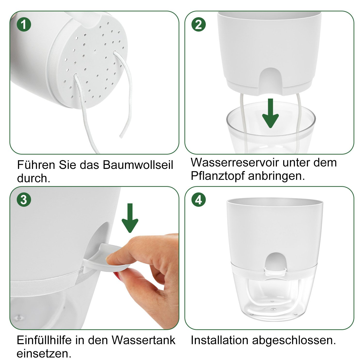 OSTWOLKE Kräutertopf mit Selbstbewässerung Blumentopf Fensterbank Kräutergarten 3er Set, Pflanzentopf Plantpot – Bild 4 von 5