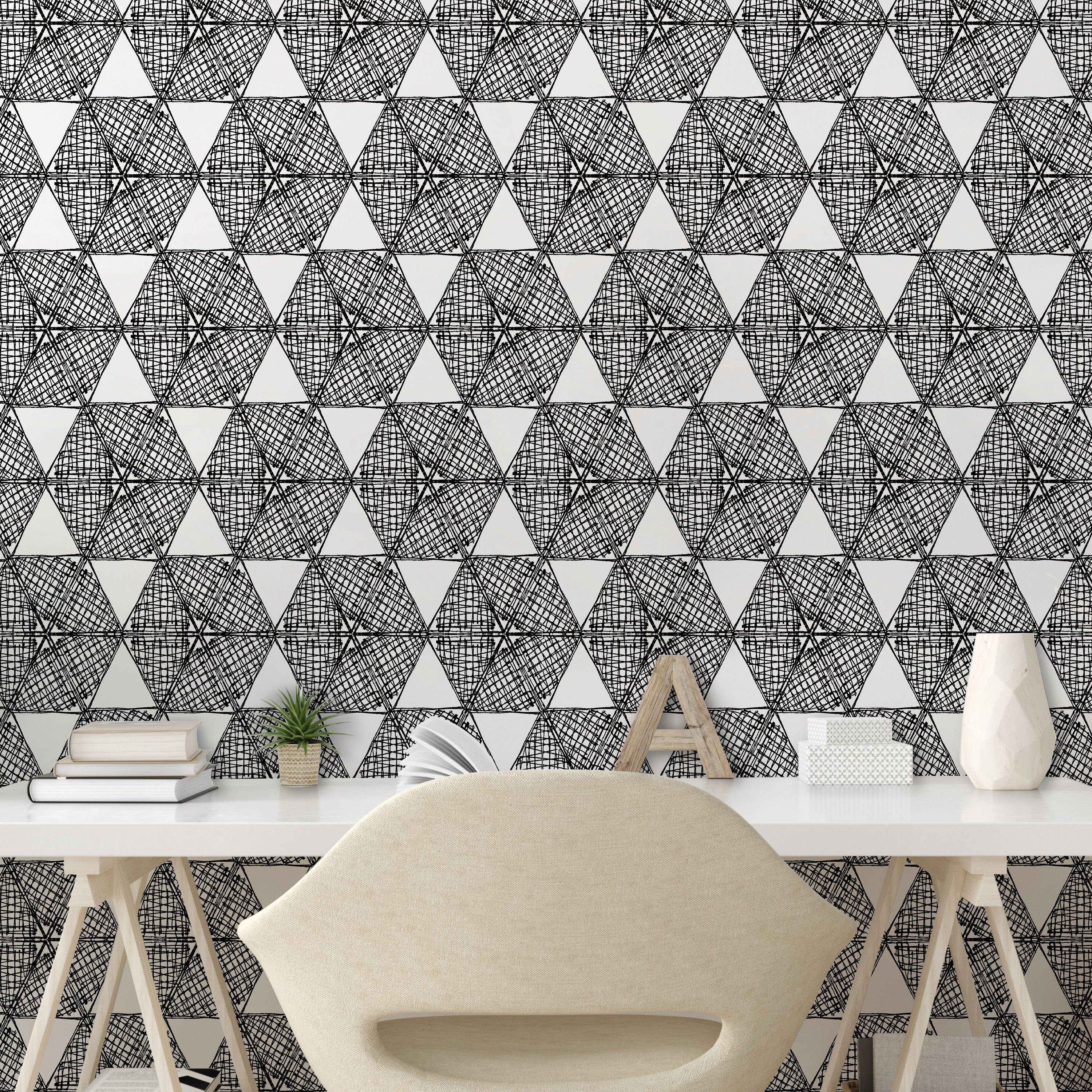 Schwarz Küchenakzent, Wohnzimmer und weiß Vinyltapete Figur Geometrische selbstklebendes Abakuhaus