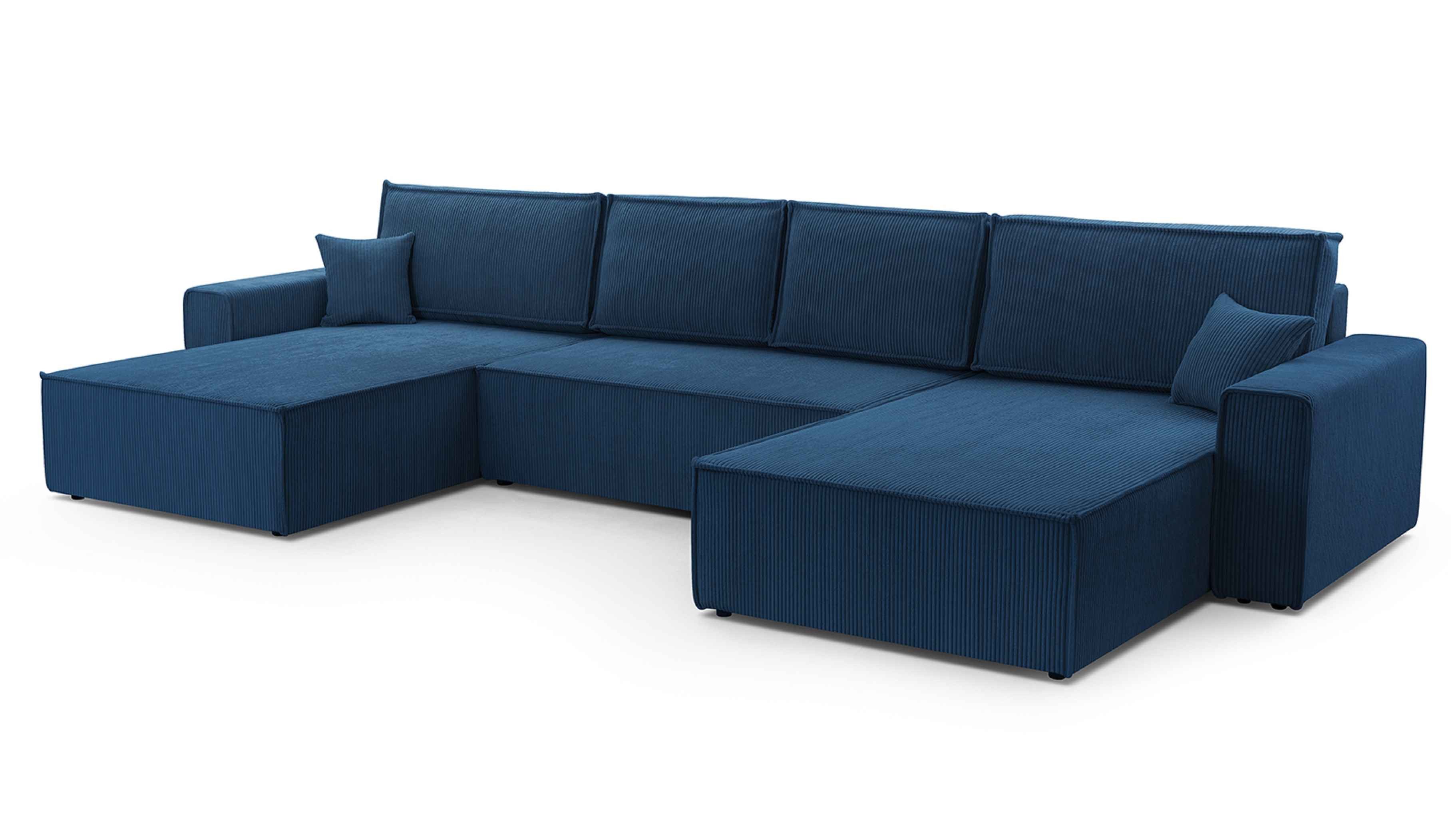 Furnix Wohnlandschaft MANGUSSI-U Polstersofa in U-Form mit Schlaffunktion und Bettkasten, Liegefläche 140x342 cm, Maße 389x85x188 cm, moderner Cord