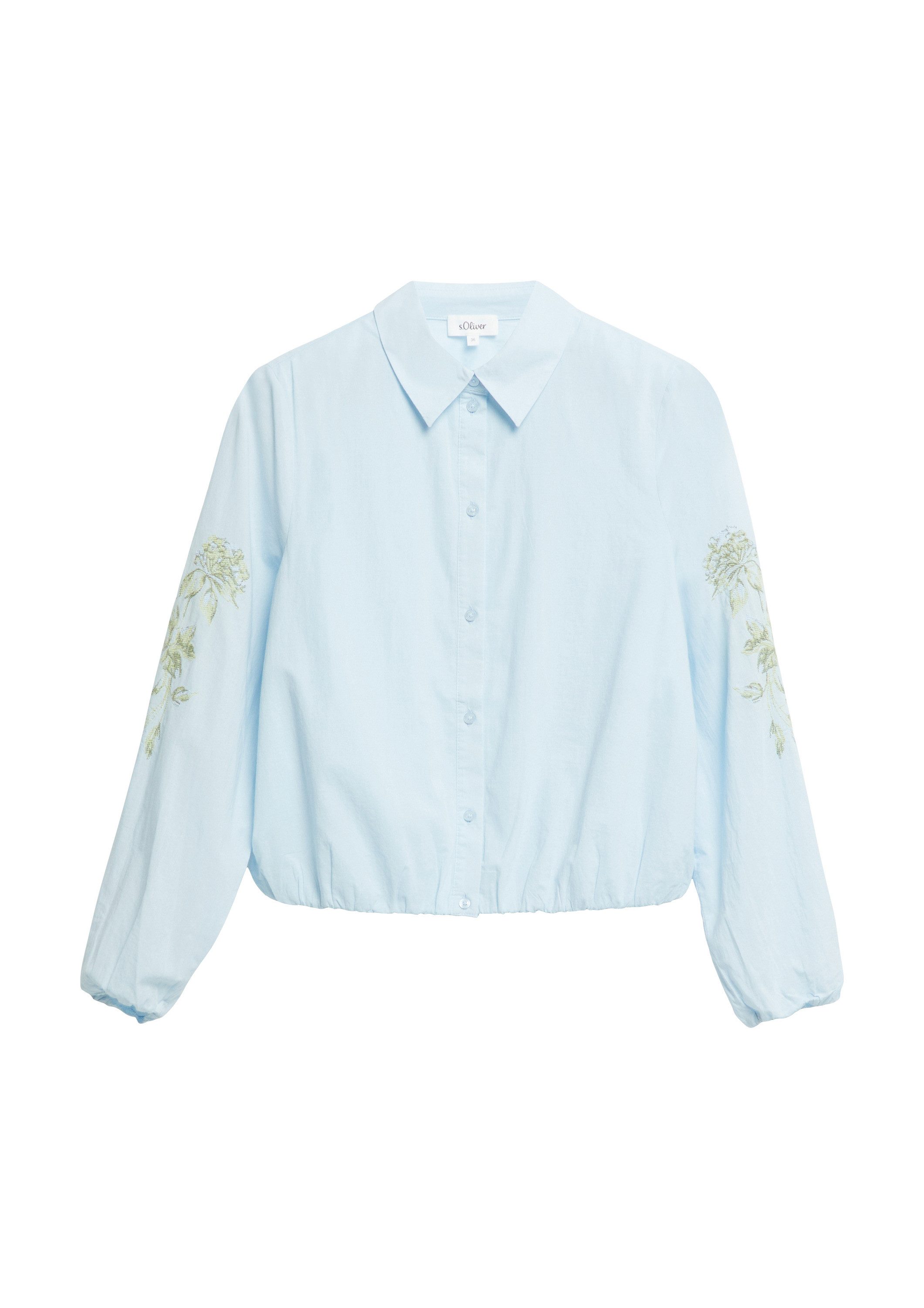 s.Oliver Langarmbluse Bluse Baumwollbluse im O-Shape mit Stickerei