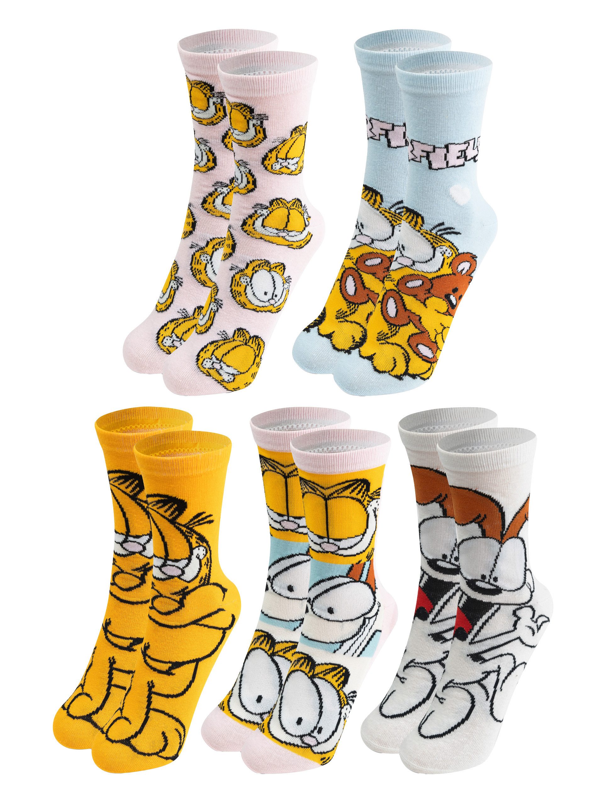 United Labels® Socken Garfield Socken Sneaker Strümpfe (5er Pack) 38-43