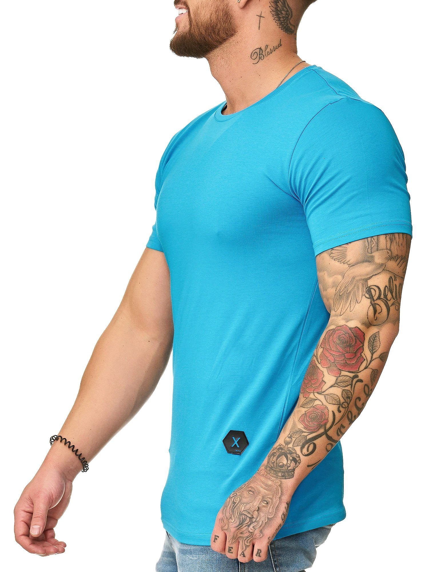 Kurzarmshirt OneRedox Tee, Fitness Polo Freizeit T-Shirt (Shirt 1307C Türkis Casual 1-tlg)