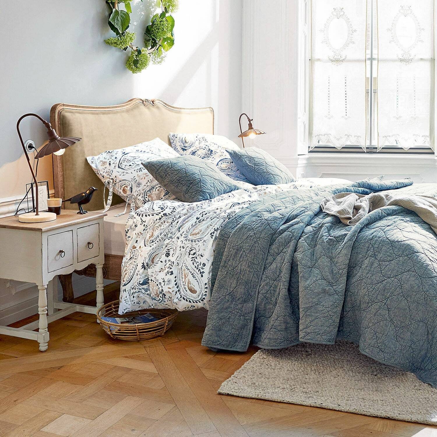 Mirabeau Bettwäsche Bettwäsche Le Perron blau/creme, günstig online kaufen