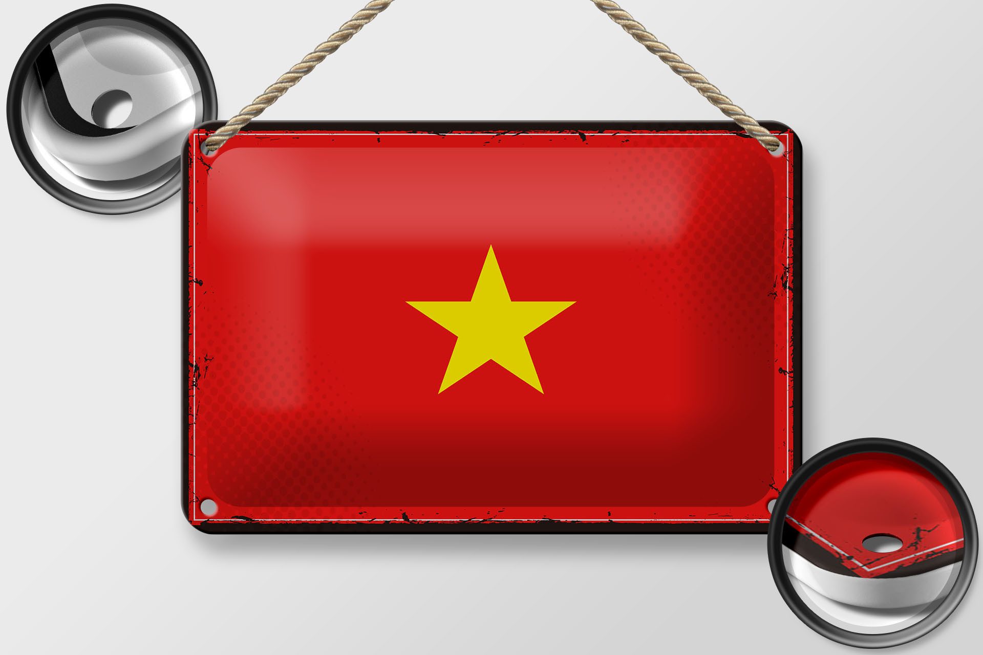 Femer GmbH Metallschild Flagge Vietnams 18x12cm Retro Flag of Vietnam, (1 St), gewölbte Oberfläche, abgerundete Ecken, umgeschlagene Kanten