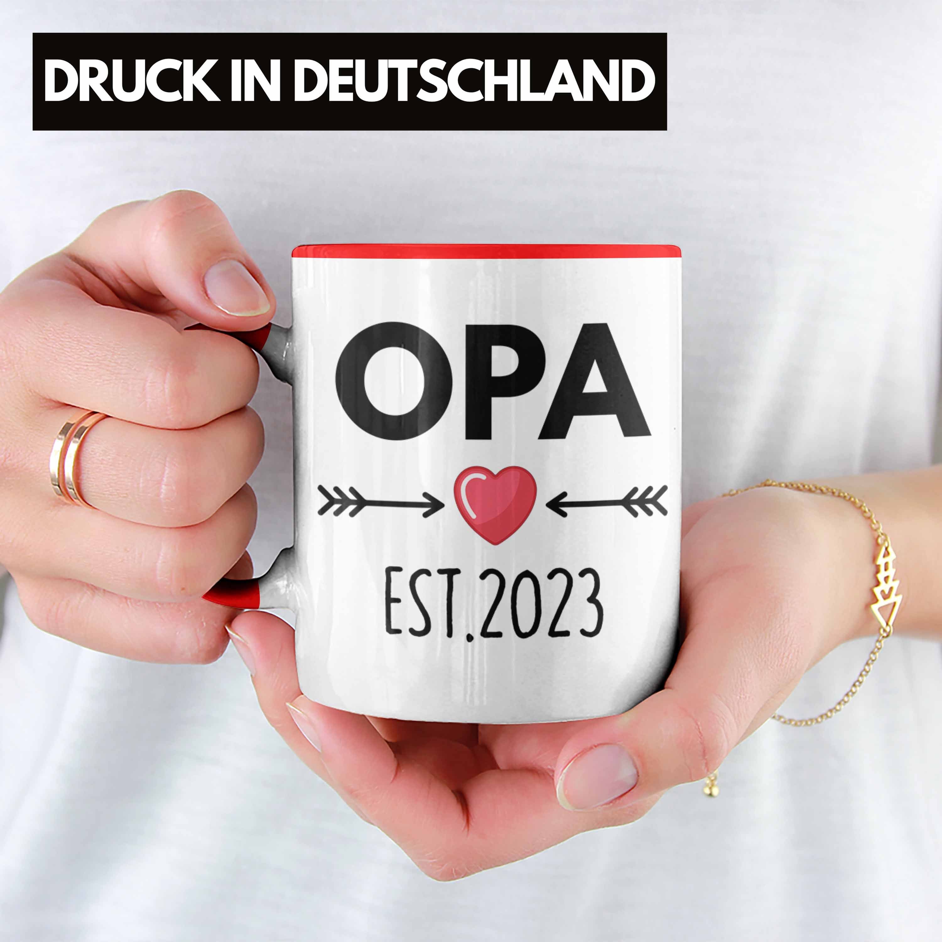 Opa - Schwangerschaft Du Trendation Geschenk Tasse Rot Wirst Trendation 2023