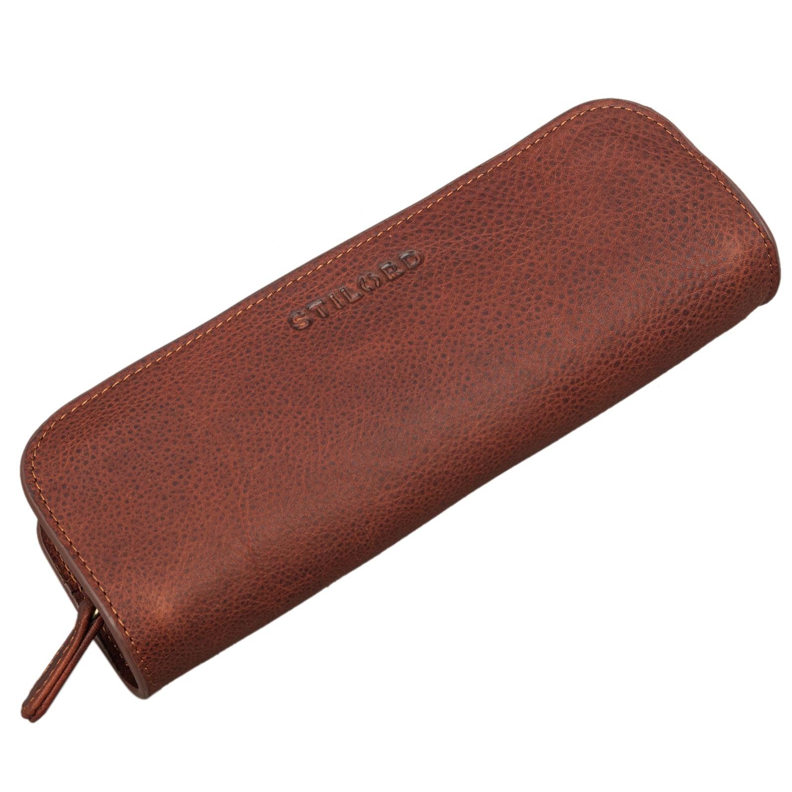 STILORD Etui Leder Mäppchen kara Vintage cognac - "Alfie"