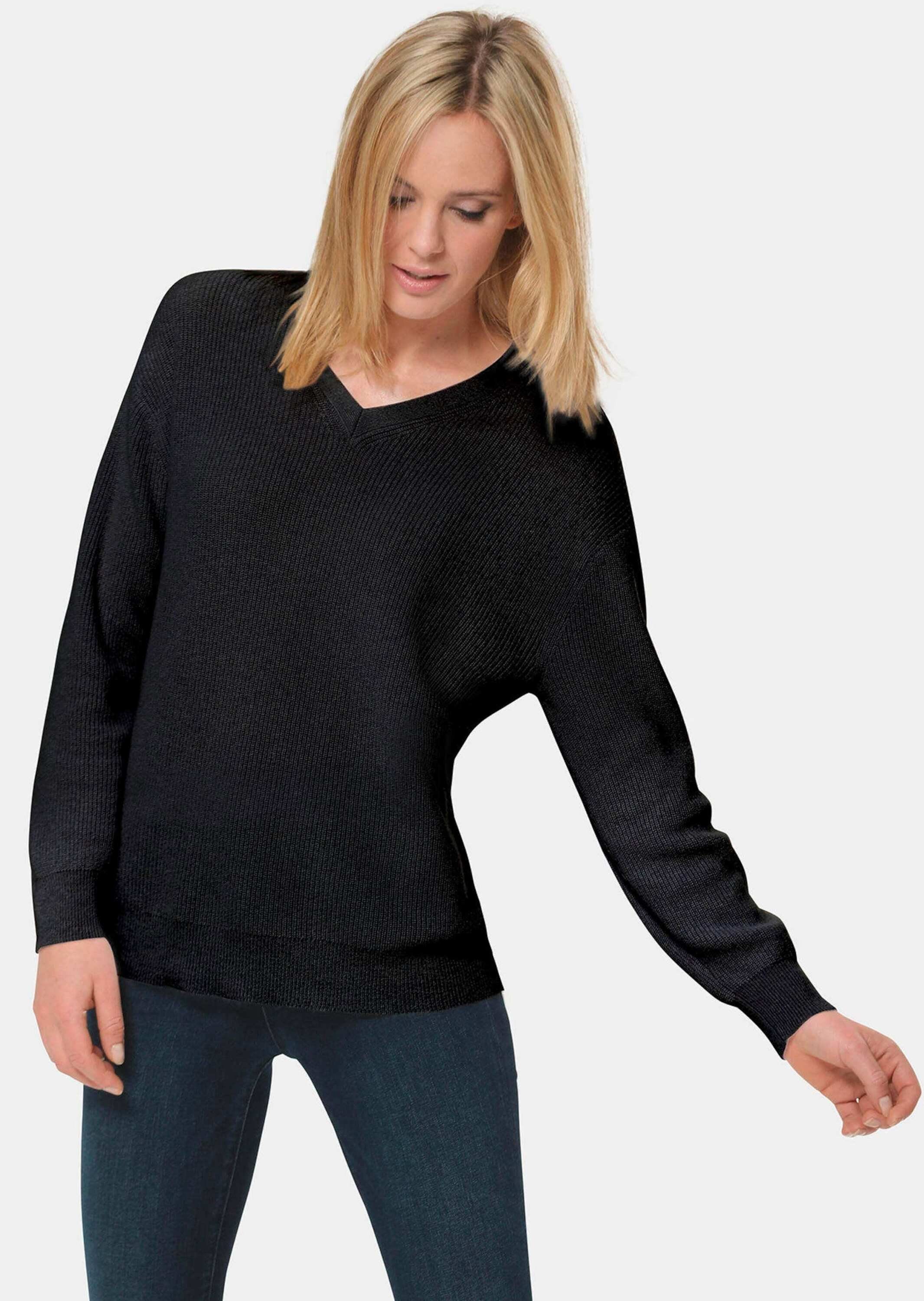 GOLDNER Strickpullover Kurzgröße: schwarz