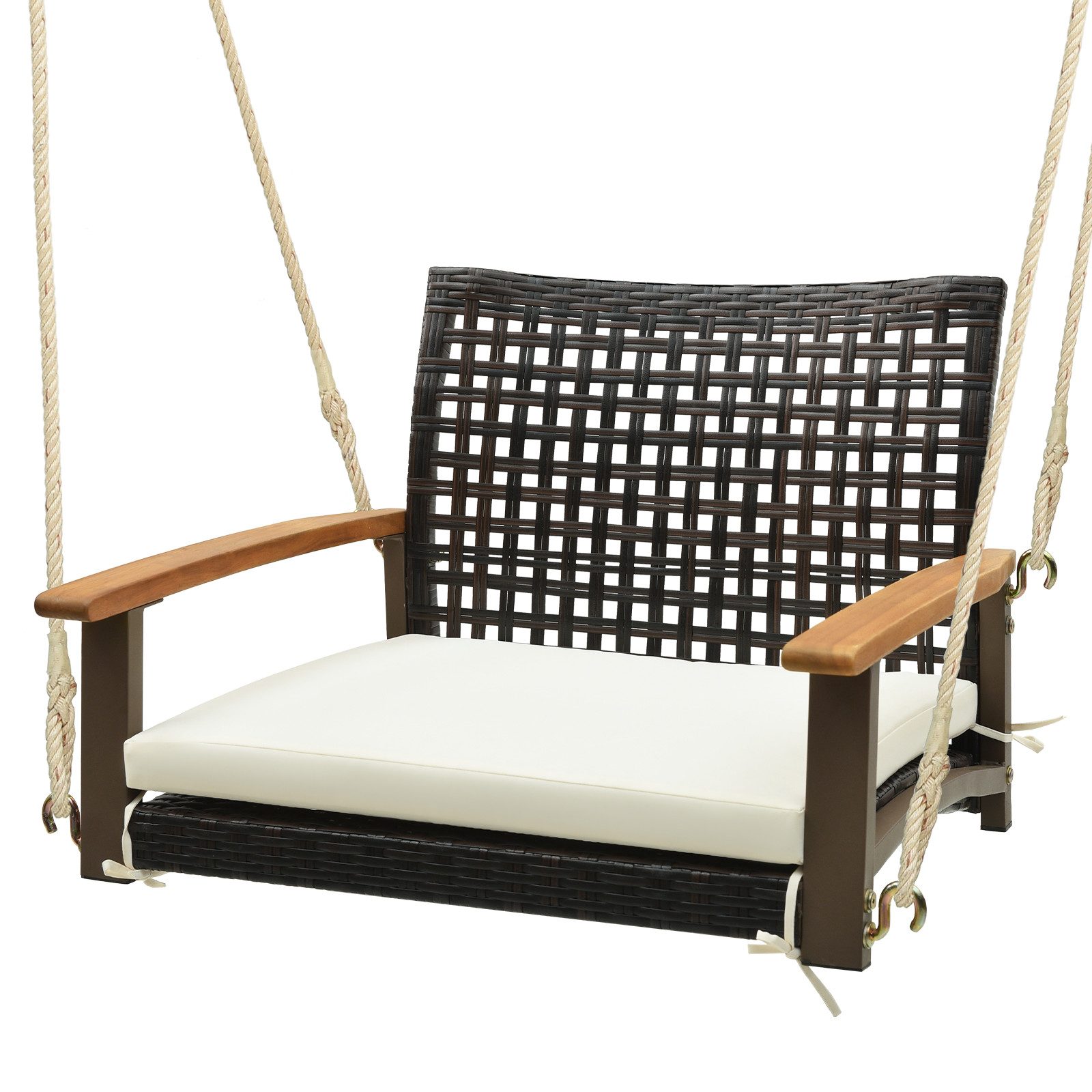 COSTWAY Hängesessel, Schaukelstuhl Rattan, Gartenbank mit günstig online kaufen