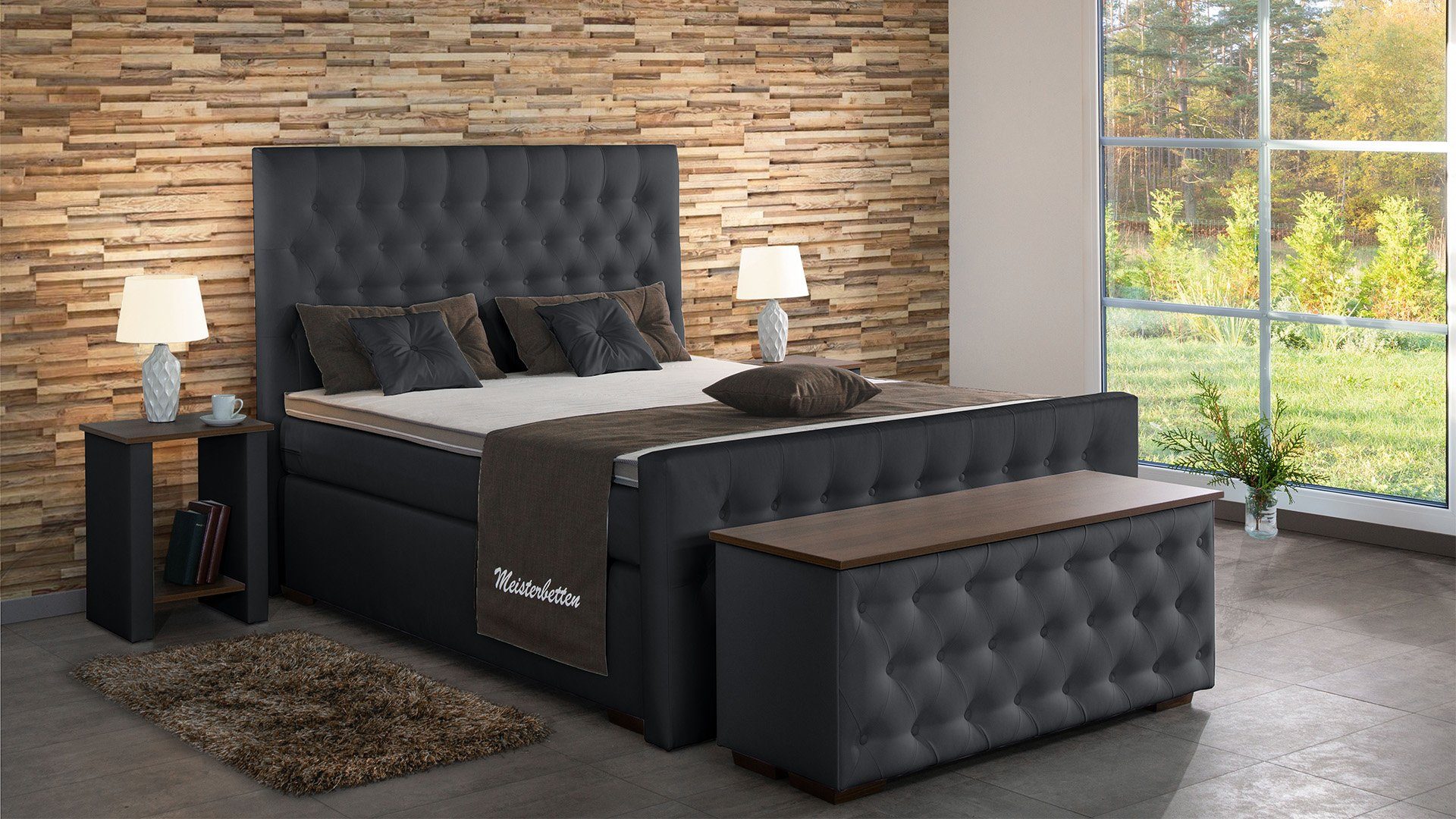 Meisterbetten Boxspringbett Tela (7-Zonen Taschenfederkernmatratzen, Ergoflex), Inklusive kostenloser Lieferung und Aufbau