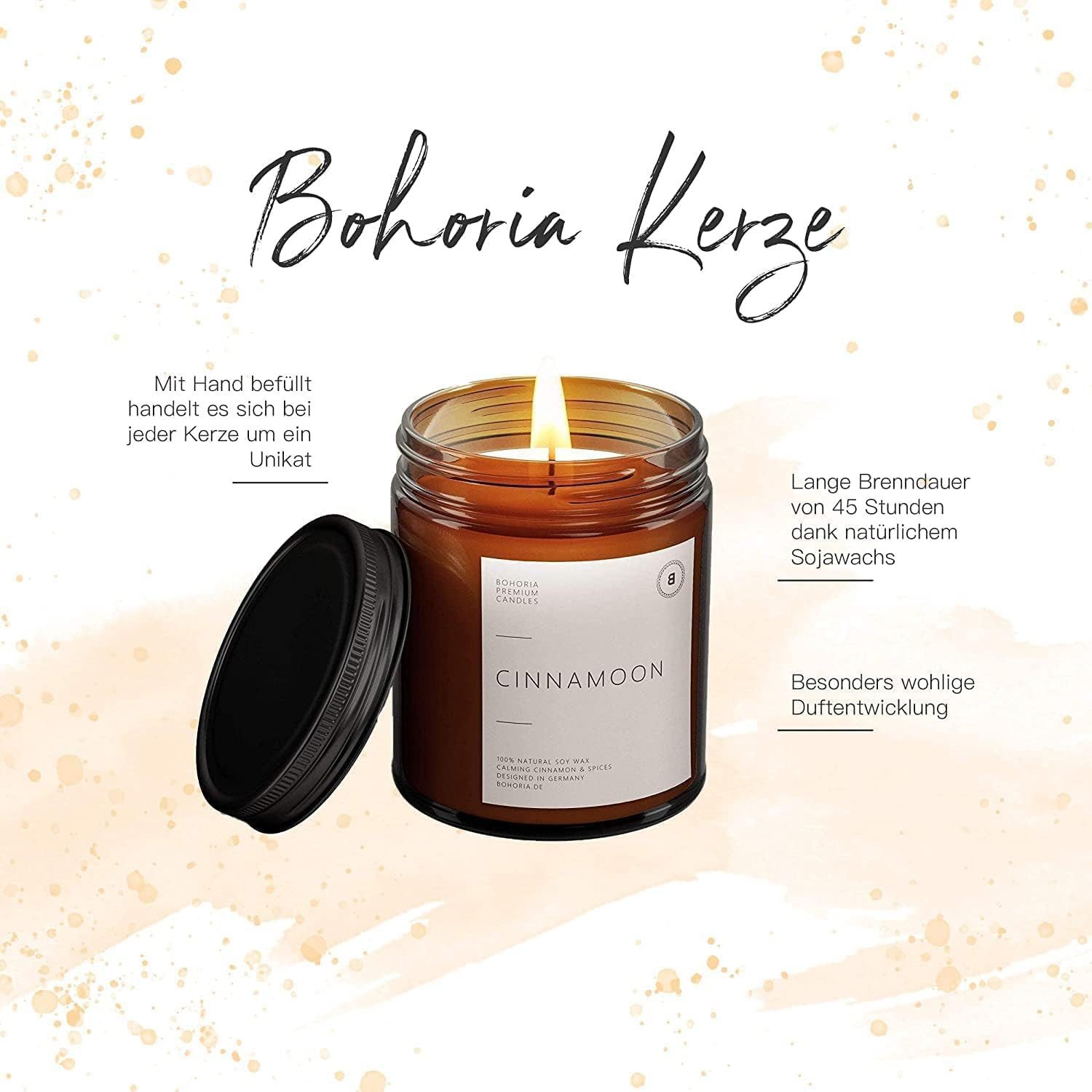 BOHORIA Duftkerze Premium Duft-Kerze Fresh Cotton aus natürlichem Sojawachs