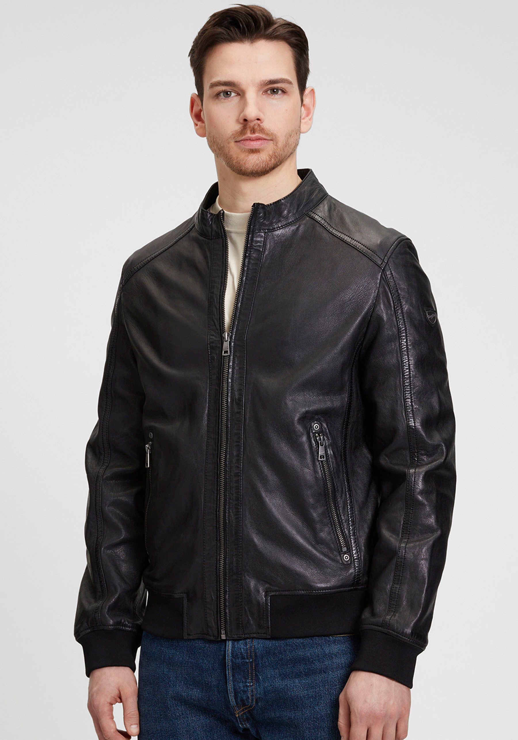Mauritius Lederjacke MMGoran mit Stehkragen, Reißverschluss, günstig online kaufen