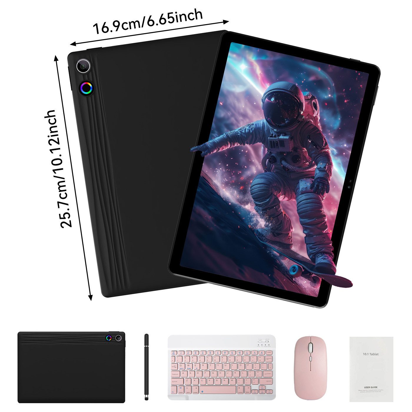 Happybe 11 Zoll Android 15, 128GB 1 TB TF Erweiterbar, HD 1280x800, 6800mAh Tablet (11", 128 GB, Android, 2,4G/5G WiFi, 16(4+12)GB RAM, WiFi 6, Bluetooth 5,3, mit Tastatur, Maus und Stift)