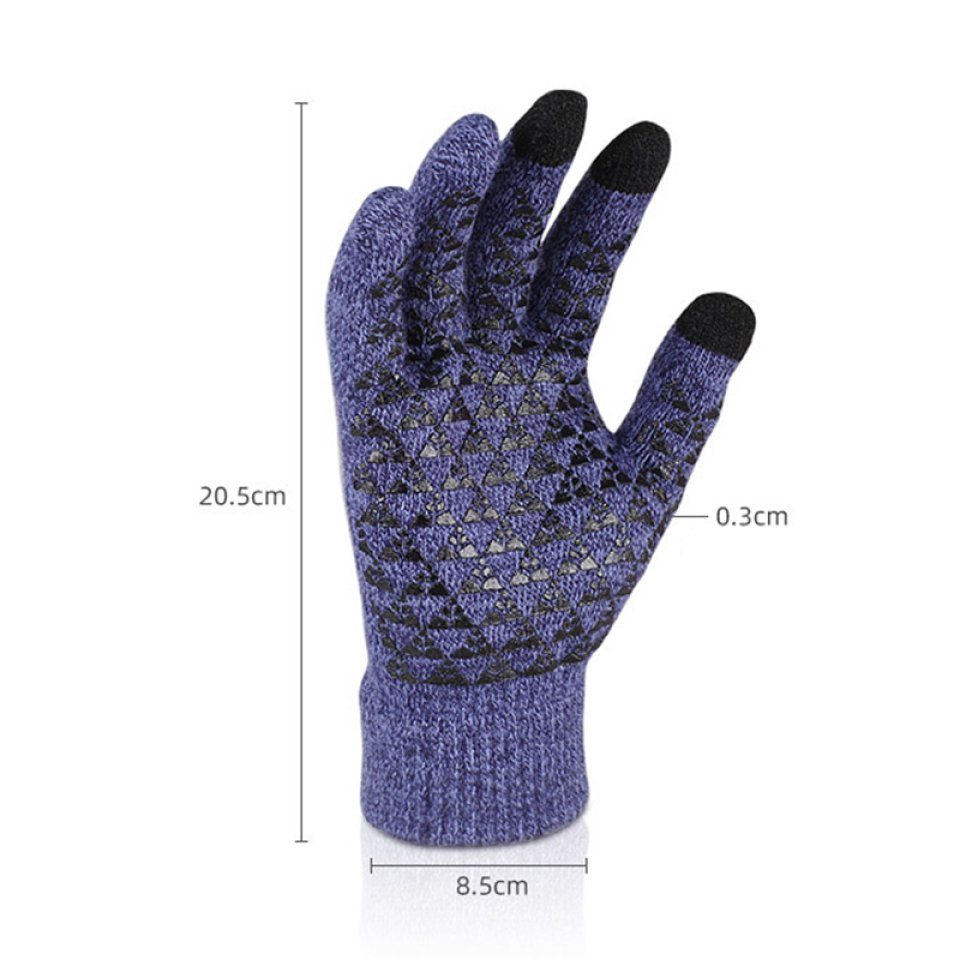 Blusmart Fleecehandschuhe Anti-Rutsch-Winterhandschuhe, Touchscreen, Warmer Strickhandschuh Blau