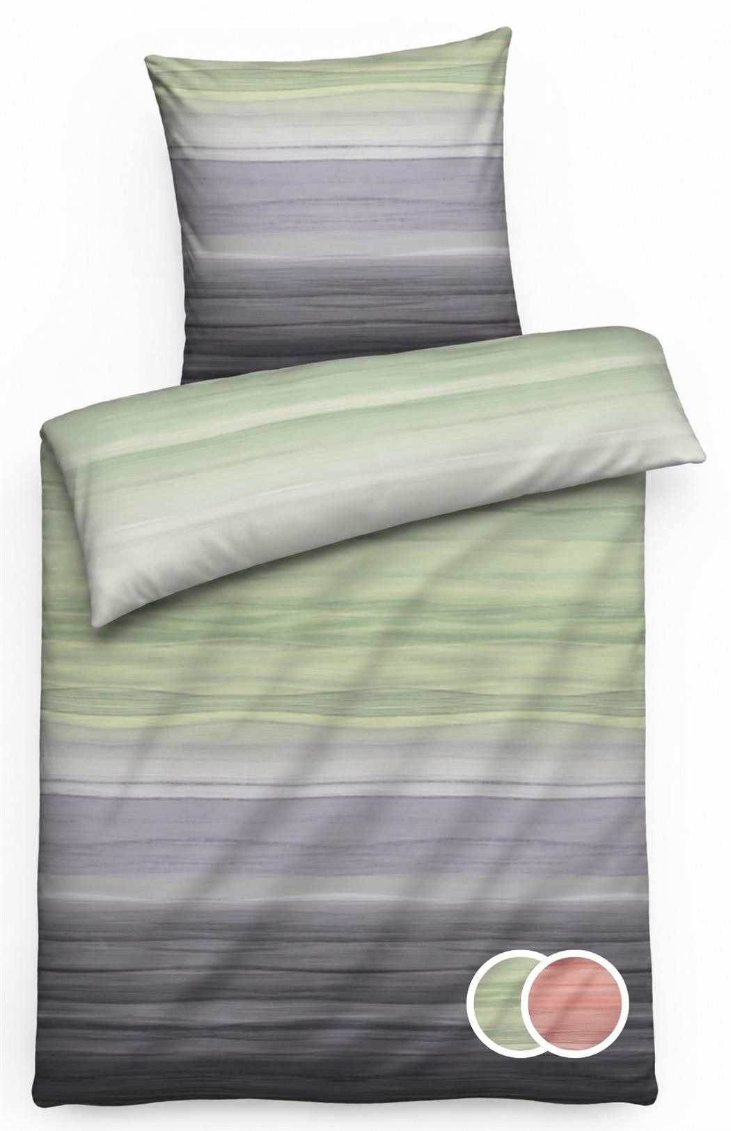 Carpe Sonno Bettwäsche Mako Satin Bettwäsche 135 x 200 155 x 220 Aquarell Baumwolle OEKO-TEX, Mako-Satin, 2 teilig, Makosatin Bettbezug / Reißverschluss / bunt Grün 135x200