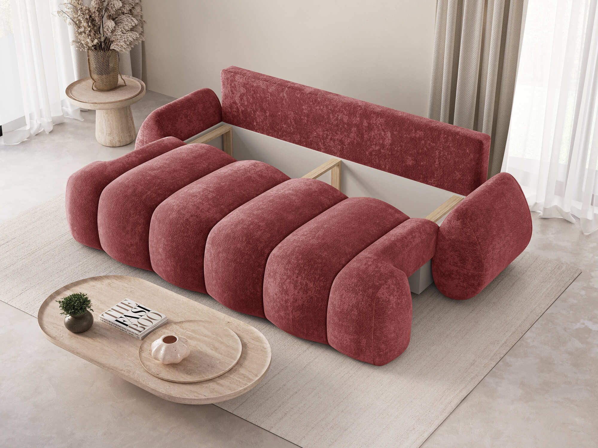 MOEBLO Schlafsofa STONE, Design Schlafsofa mit Schlaffunktion - modernes Sofa mit Bettkasten, frei stellbar, inklusive Kissen, Couch Polstermöbel Sitzmöbel Wohnzimmermöbel 3-Sitzer-Sofa Stoffsofa, (BxHxT): 270 x 103 x 113 cm