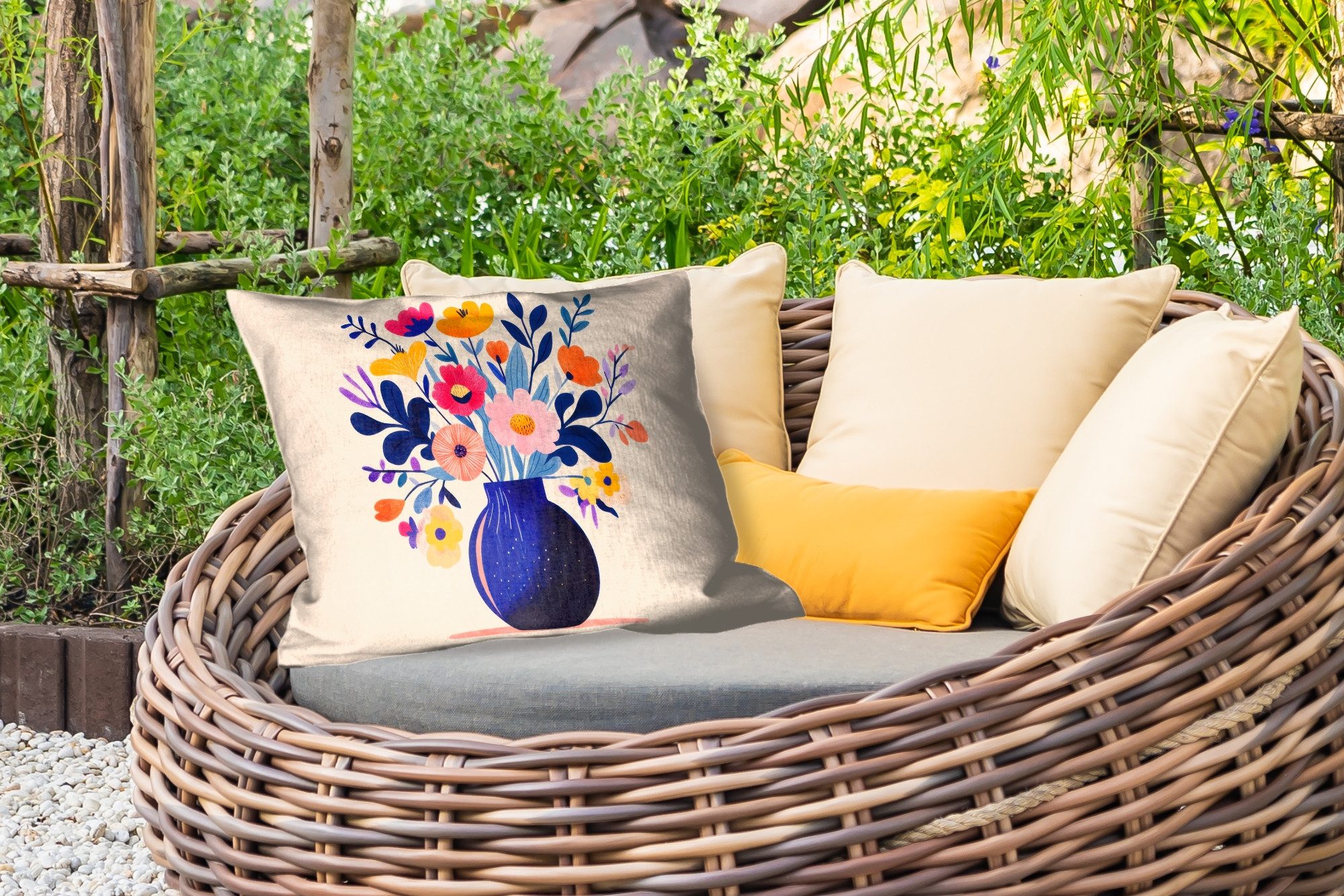 MuchoWow Dekokissen Vase - Blumen - günstig online kaufen