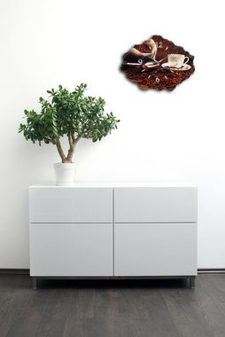 Kreative Feder Wanduhr Design-Wanduhr aus Stein (Beton) „Kaffee“ (Funk- oder Quarzuhrwerk; ohne Ticken; elegant, außergewöhnlich, modern)