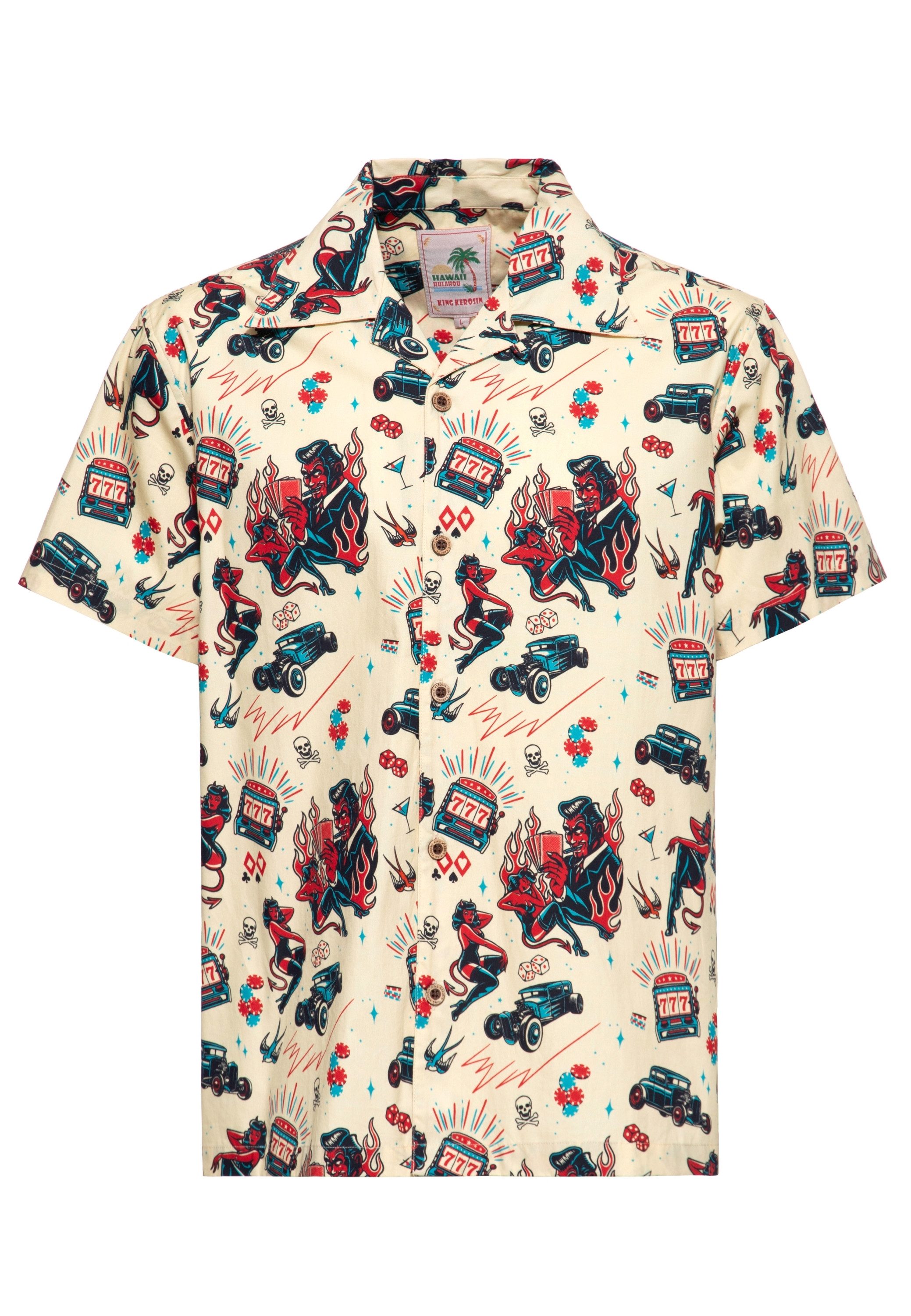 KingKerosin Kurzarmhemd Rockabilly Devil mit Allover-Artwork-Print günstig online kaufen