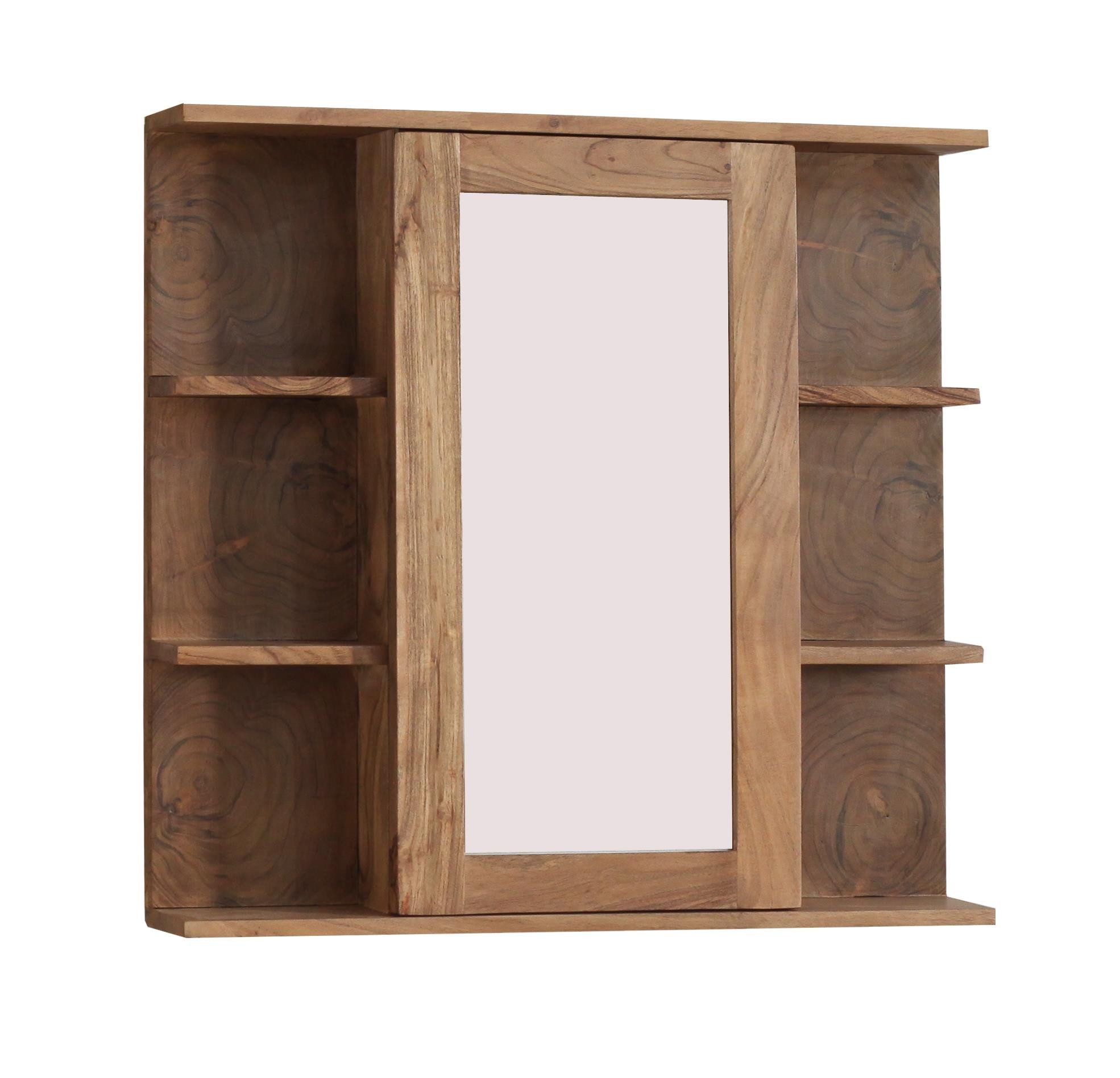 WOLF MÖBEL Wandspiegel ROOT Bad Spiegelschrank mit 6 Ablagen (80 x 15 x 72)