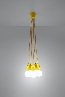 Licht-Erlebnisse Pendelleuchte NESSA, ohne Leuchtmittel, Hängelampe Gelb bis 90cm Retro vielseitig 5xE27 Wohnzimmer Küche