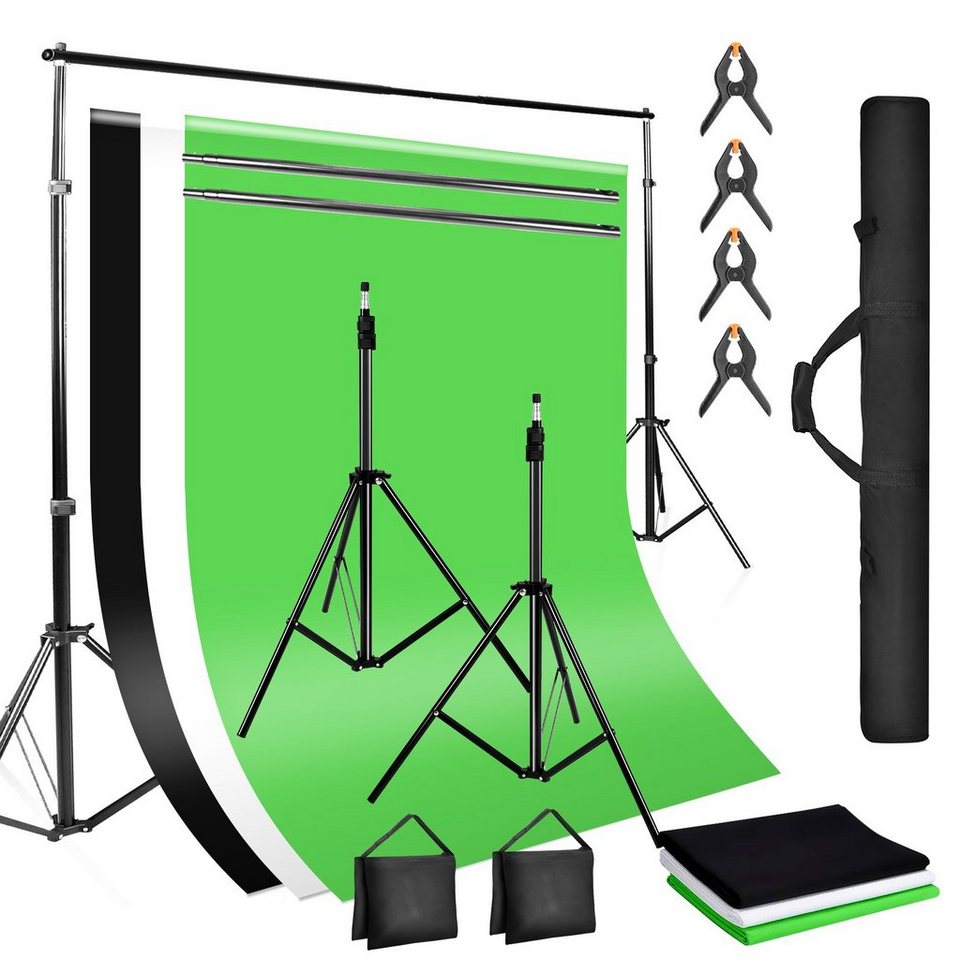 Clanmacy Hintergrundtuch 3x2m Fotostudio Hintergrundsystem Stativ 3x  Hintergrund Set Mit Tasche