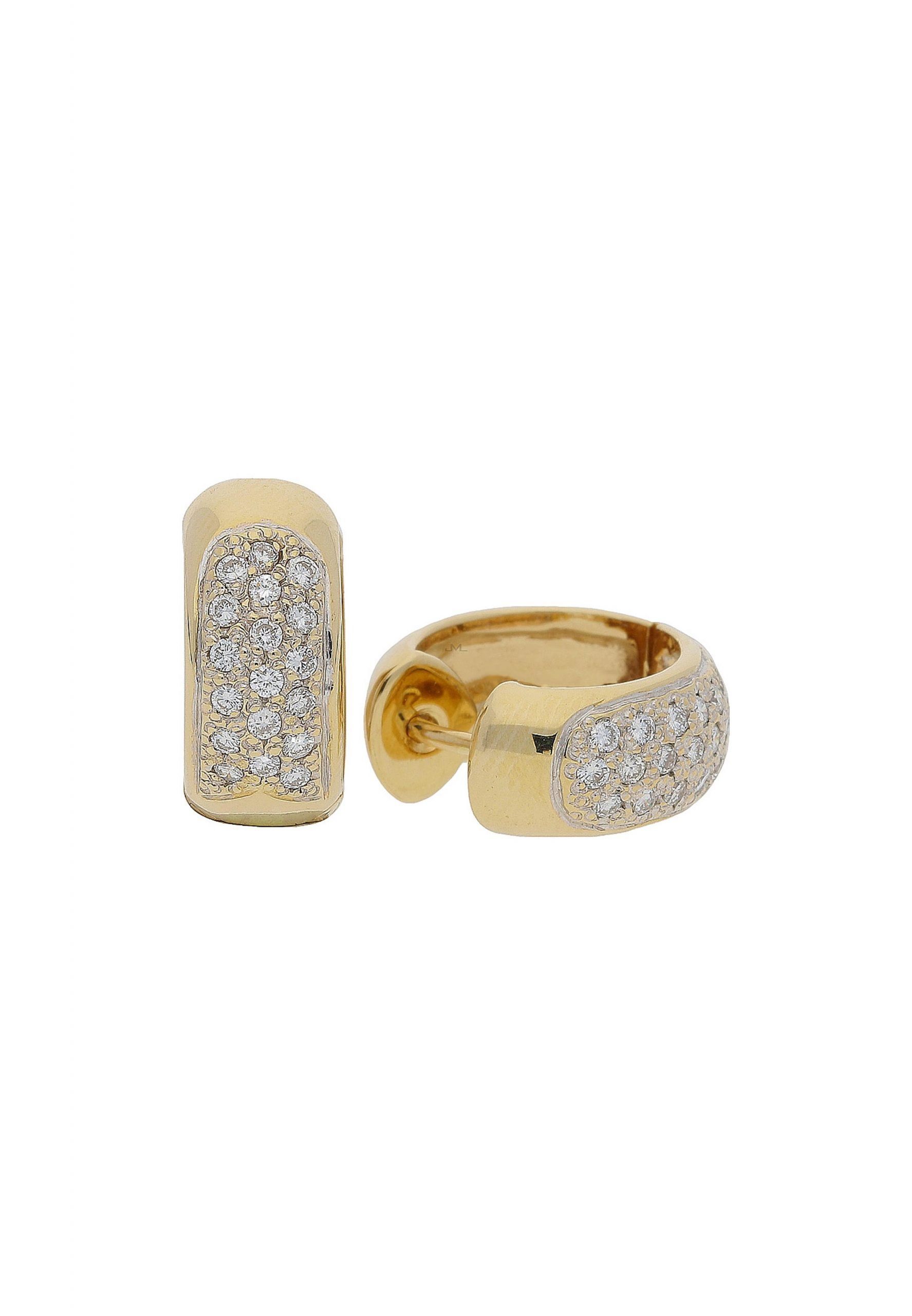 Damen Schmuck JuwelmaLux Paar Creolen Creolen Gold mit Diamant(en) (2-tlg), Damen Creolen Gelbgold 585/000, inkl. Schmuckschacht