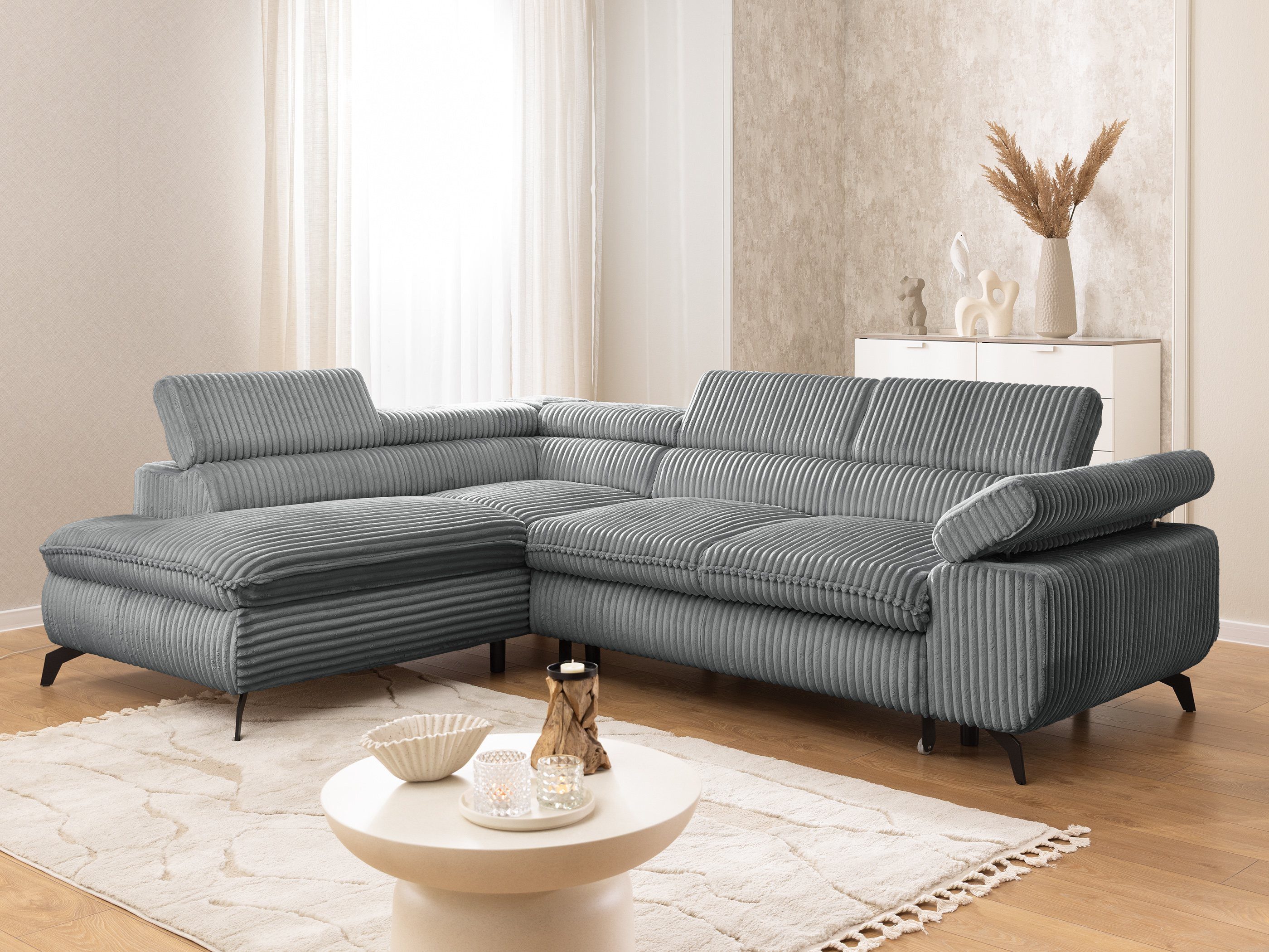 S-Style Möbel Ecksofa Bonnie mit Schlaffunktion Bettkasten und Kopfteilvers günstig online kaufen