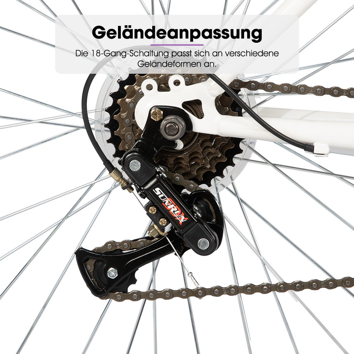 HILAND Mountainbike 24 26 Zoll Damen bike, Fahrrad für Mädchen & Frauen, 18-Gang-MTB, Doppel-V-Bremsen, Rahmen aus Kohlenstoffstahl