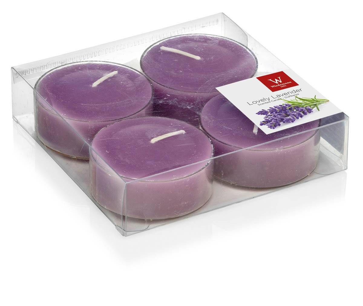 INNA-Glas Teelicht 4er Set Maxi Teelichter Astrid, violett, 1,9cm, Ø 5,7cm, 8h