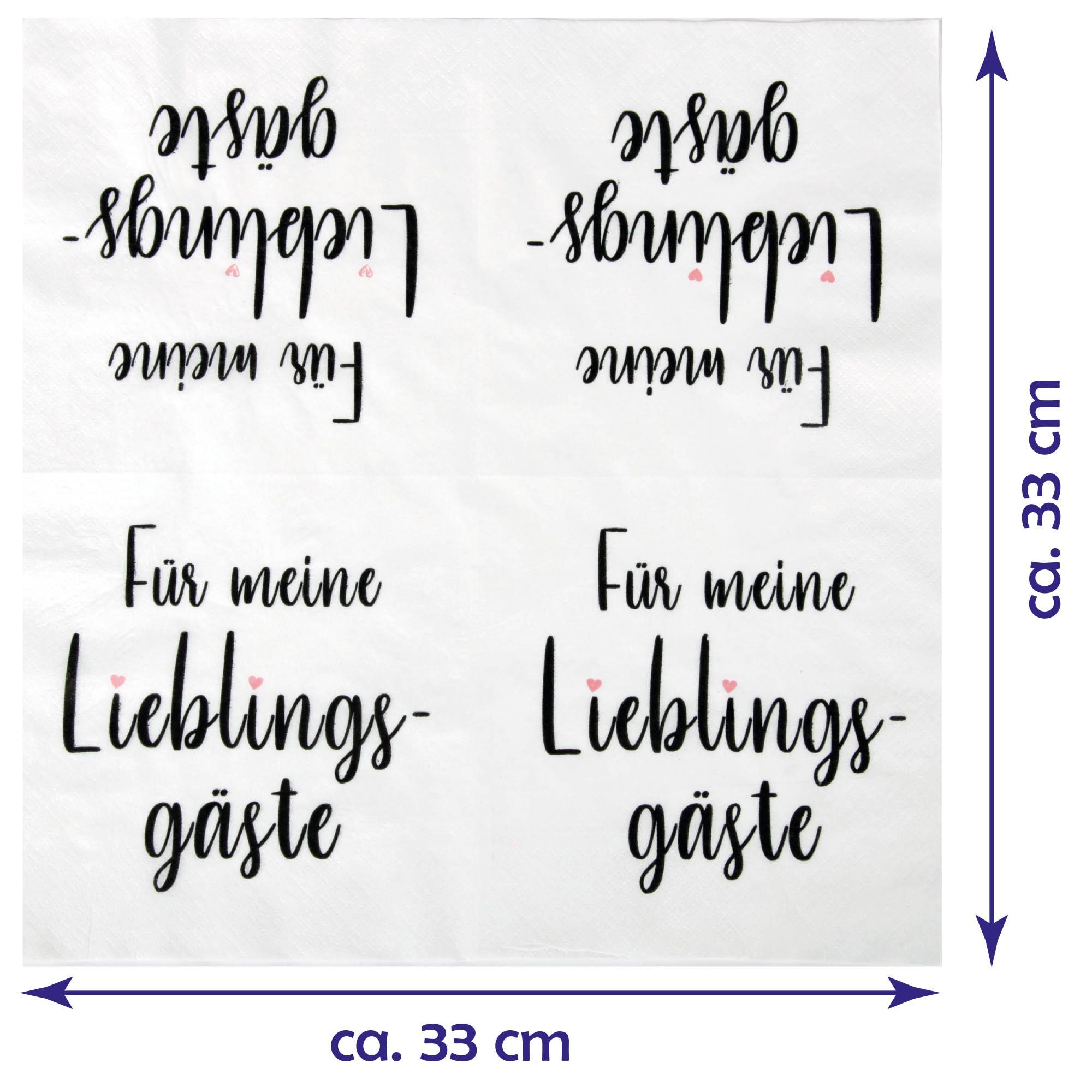 Bestlivings Papierserviette 33x33cm 20er Pack, (3-lagig, 1/4 Falz), Hochwertige Papierservietten Papier-Tuch, Party, Geburtstag, Feiern – Bild 2 von 5