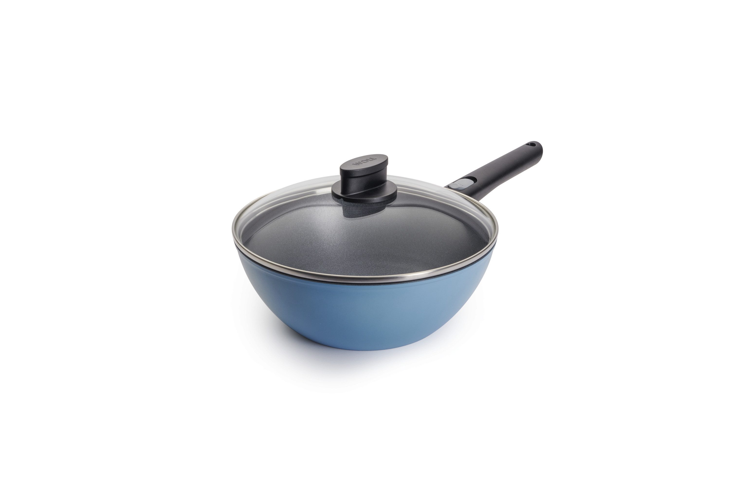 WOLL MADE IN GERMANY Wok Ecolour Ø 24 cm inkl. Deckel, Aluminiumguss (Set, 2-tlg), abnehmbarer Stiel