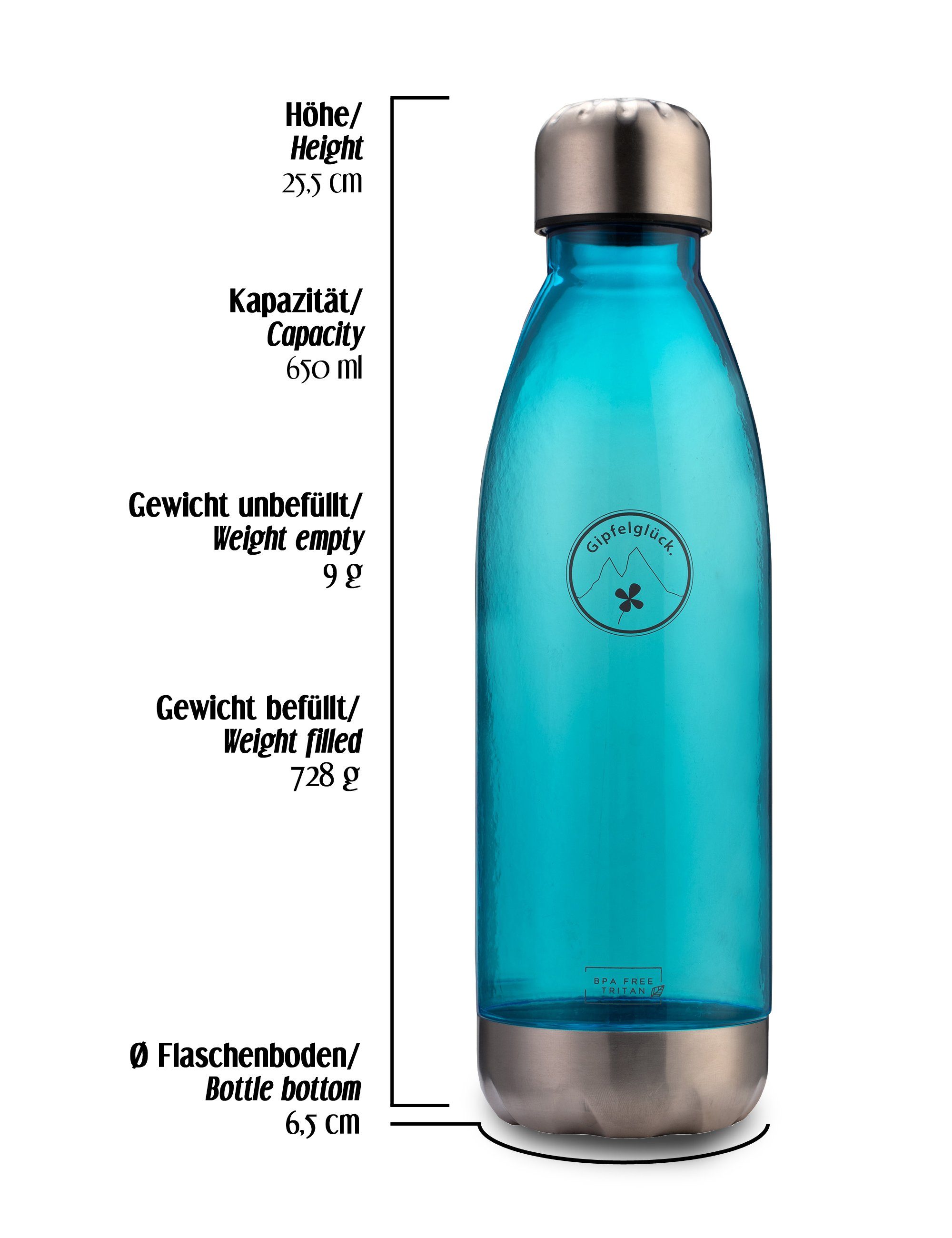 Trinkflasche Blue Gipfelglück BPA-Frei Tritan Bottle,