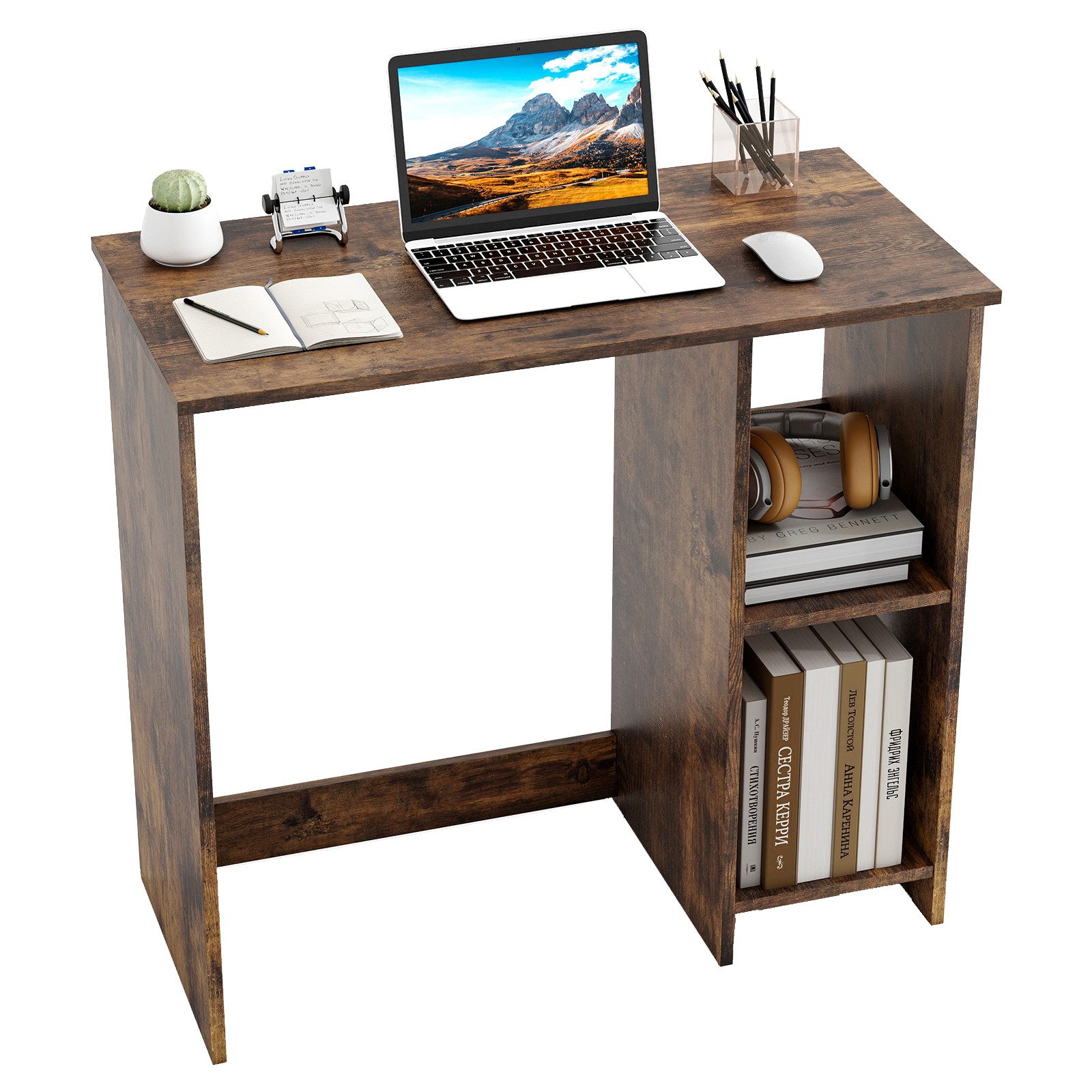 COSTWAY Schreibtisch, mit 2 Fächern, für kleine Räume, bis 130kg, 80x40x74c günstig online kaufen