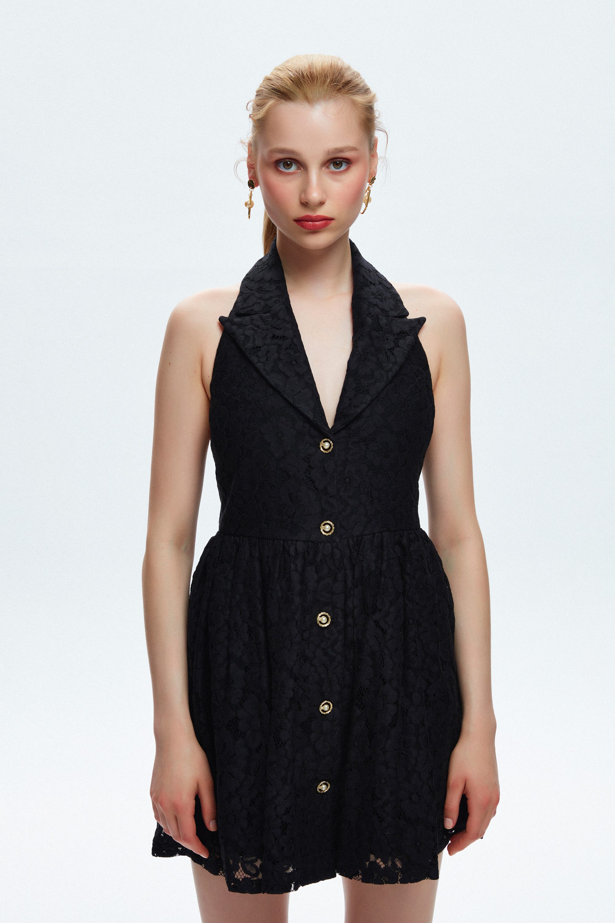 adL Cocktailkleid Mini-Spitzenkleid mit Neckholder