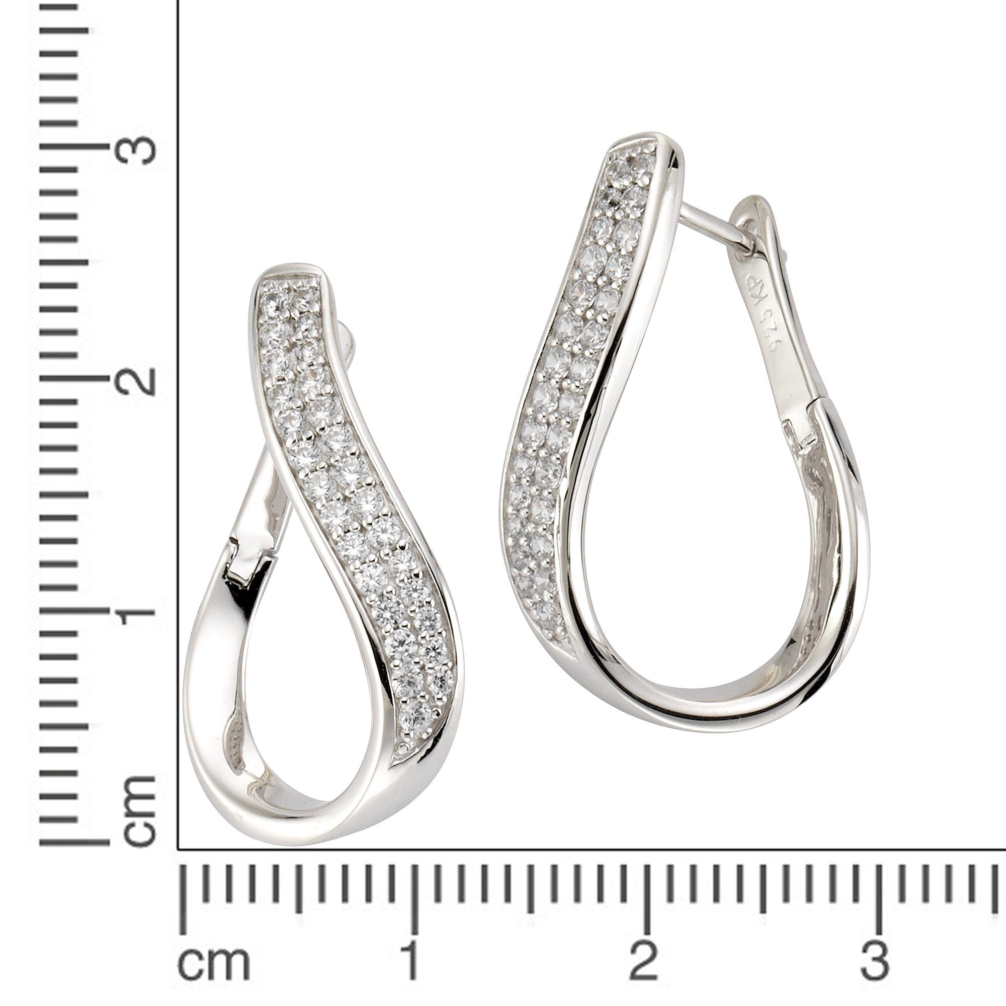 CELESTA Paar Creolen Silber 925 rhodiniert mit weißen Zirkonia-Steinen günstig online kaufen