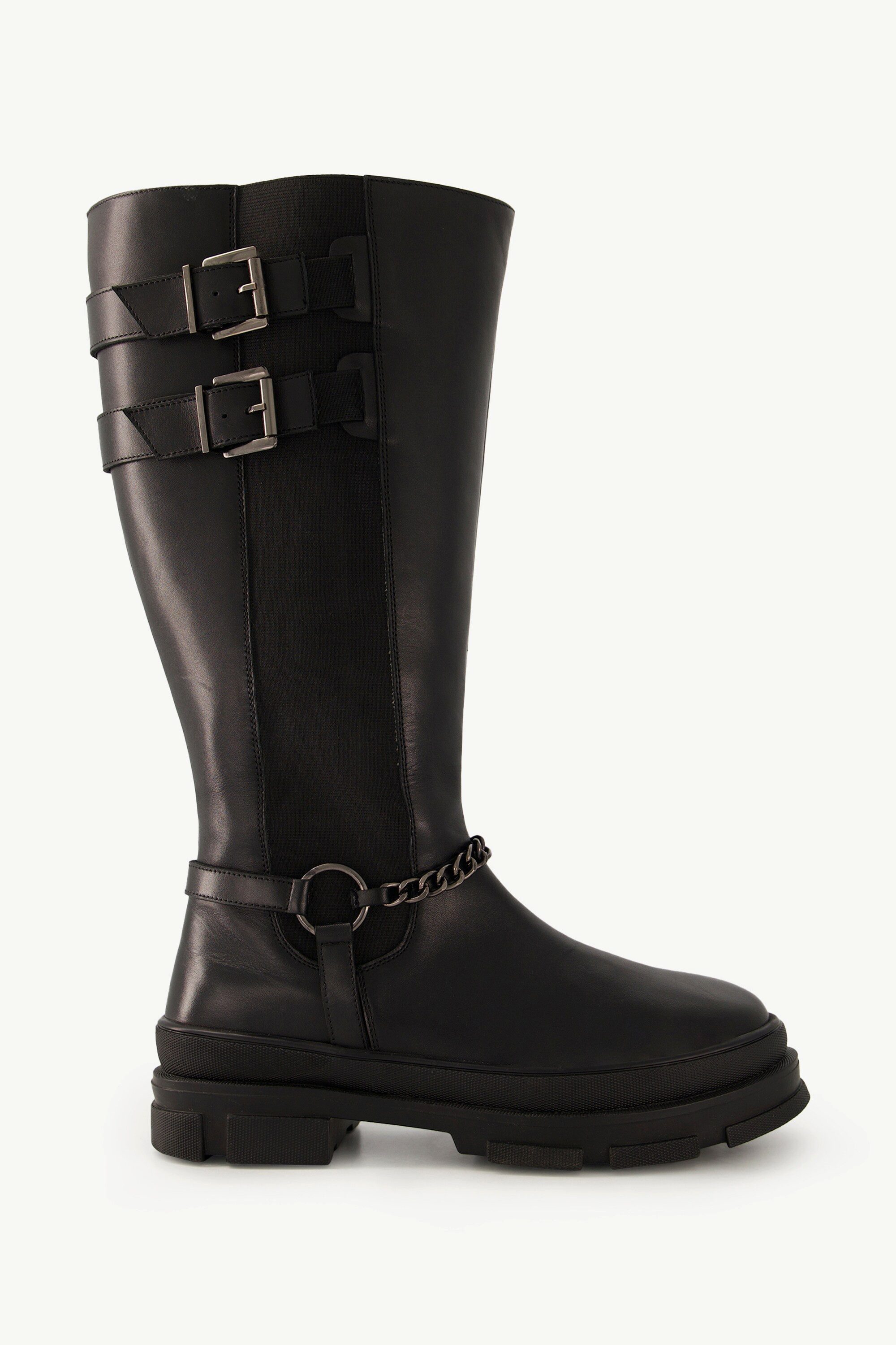 Ulla Popken Lederstiefel XL-Schaft Kette Wechselfußbett günstig online kaufen