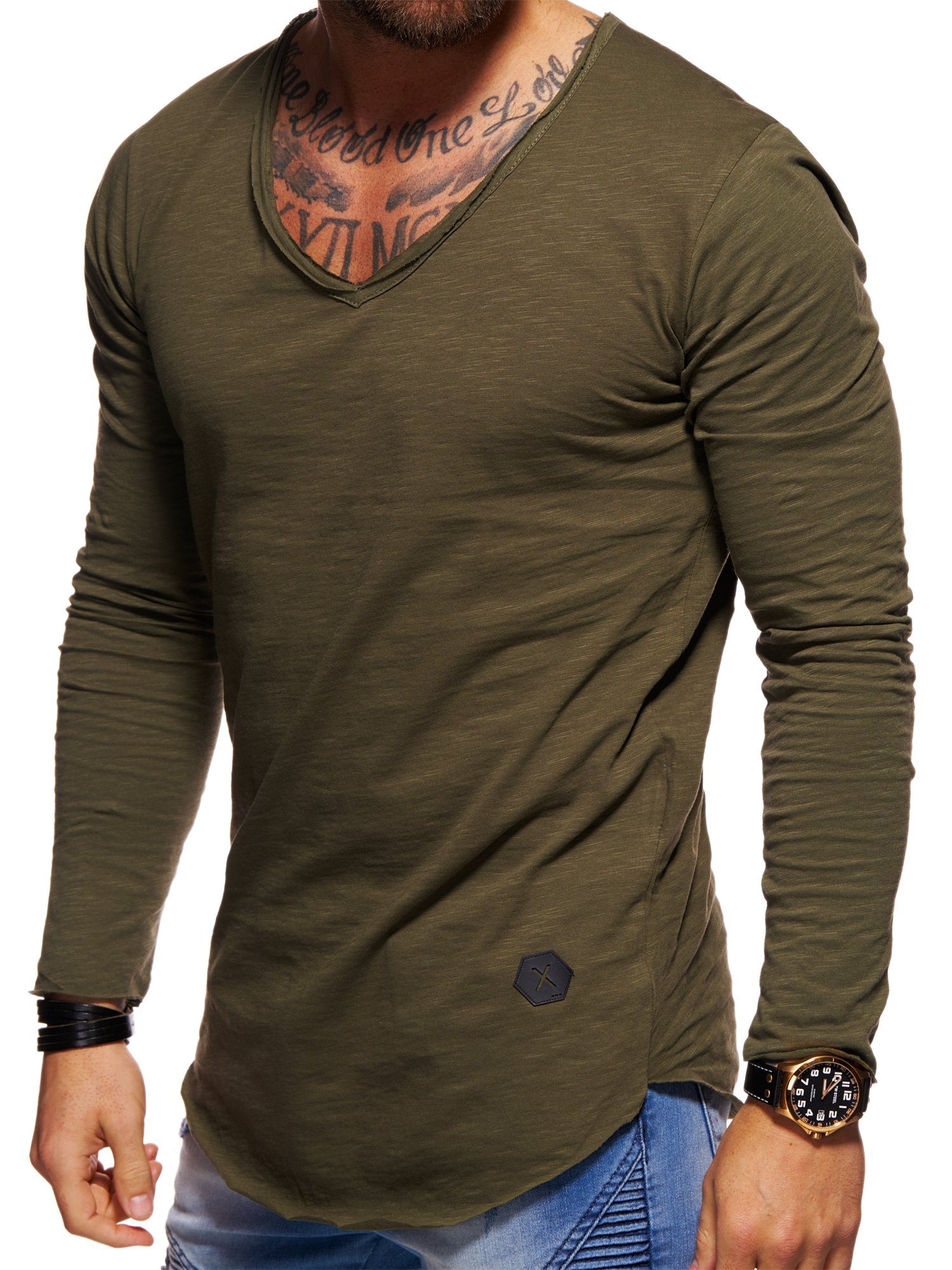Style-Division Longsleeve SDJOLIET Basic V-Neck im Oversize-Look günstig online kaufen