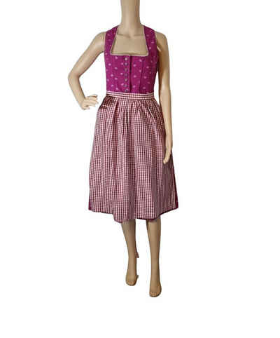 Jobeline Dirndl 22518 lila geblümt mit lila-weiß-karierter Schürze