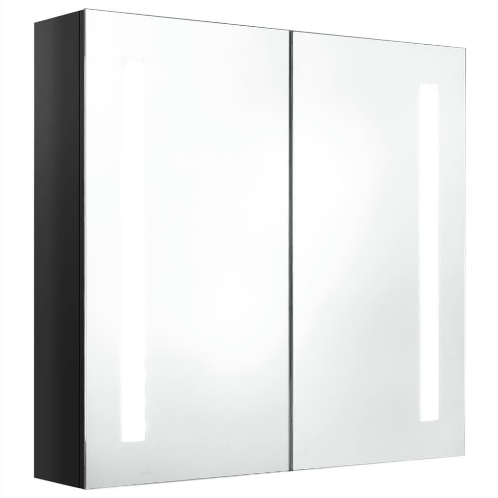 Bad fürs 62x14x60 Hochglanz-Schwarz vidaXL cm (1-St) LED-Spiegelschrank Schwarz Badezimmerspiegelschrank Glänzend